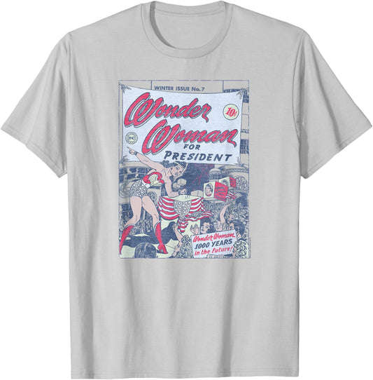 Wonder Woman For President Comic Cover T-Shirt - T-Shirt | Ash