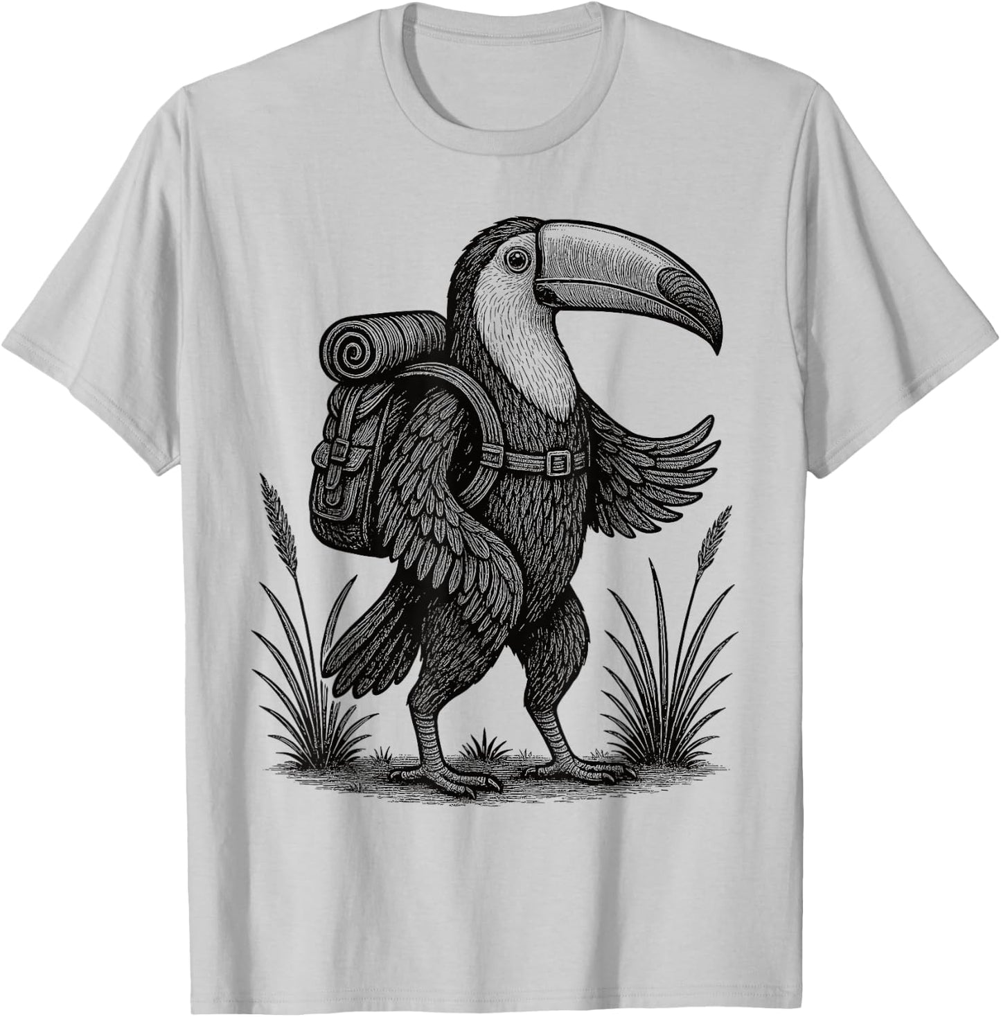 Hiking Toucan Hiking Nature Tropical Jungle Bird Lovers T-Shirt - T-Shirt | Ash