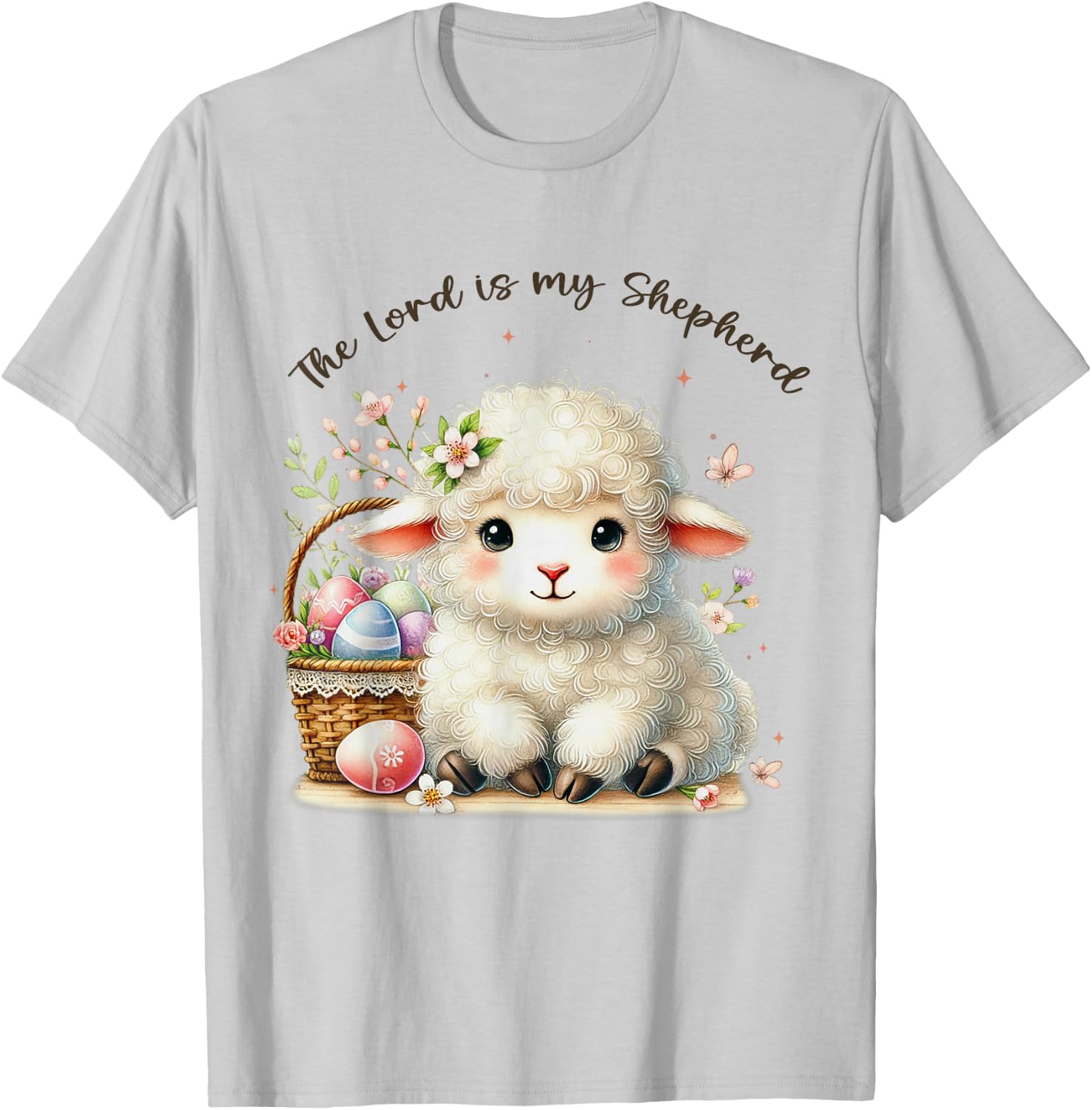 The Lord Is My Shepherd Christian Happy Easter Day Sheep T-Shirt - T-Shirt | Ash