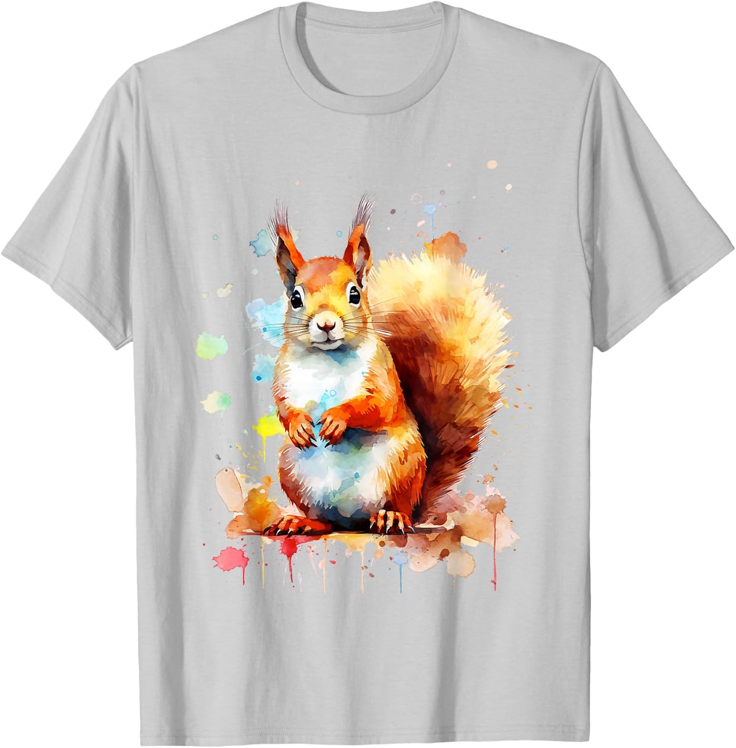 Squirrel Animal Abstract Motif Colourful Painting Squirrel , White T-Shirt - T-Shirt | Ash