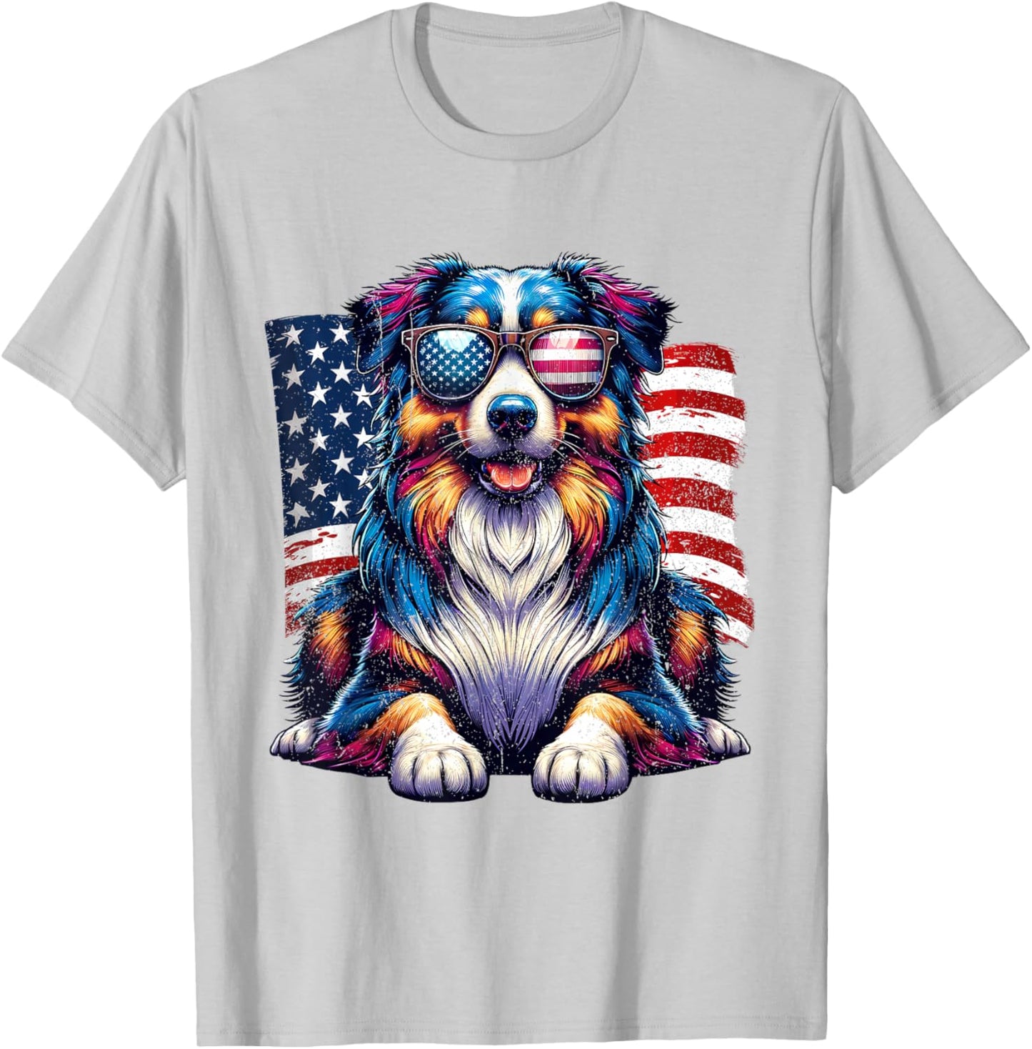 Vintage Awesome Australian Shepherd 4th of July US American T-Shirt - T-Shirt | Ash