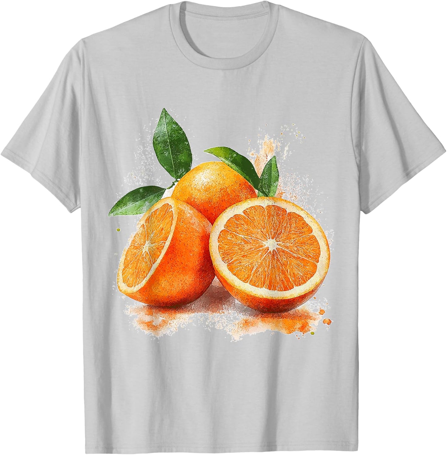 Orange Fruit Motif Watercolour Artwork Orange , White T-Shirt - T-Shirt | Ash