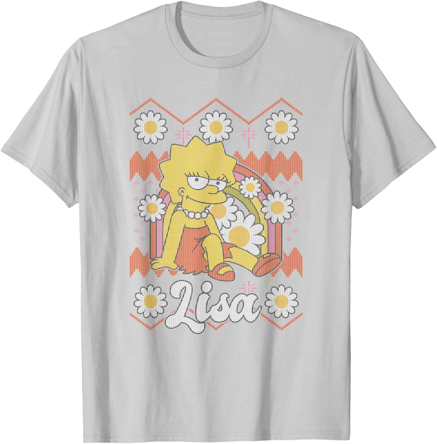 The Simpsons Lisa Flowers Centered Design T-Shirt - T-Shirt | Ash