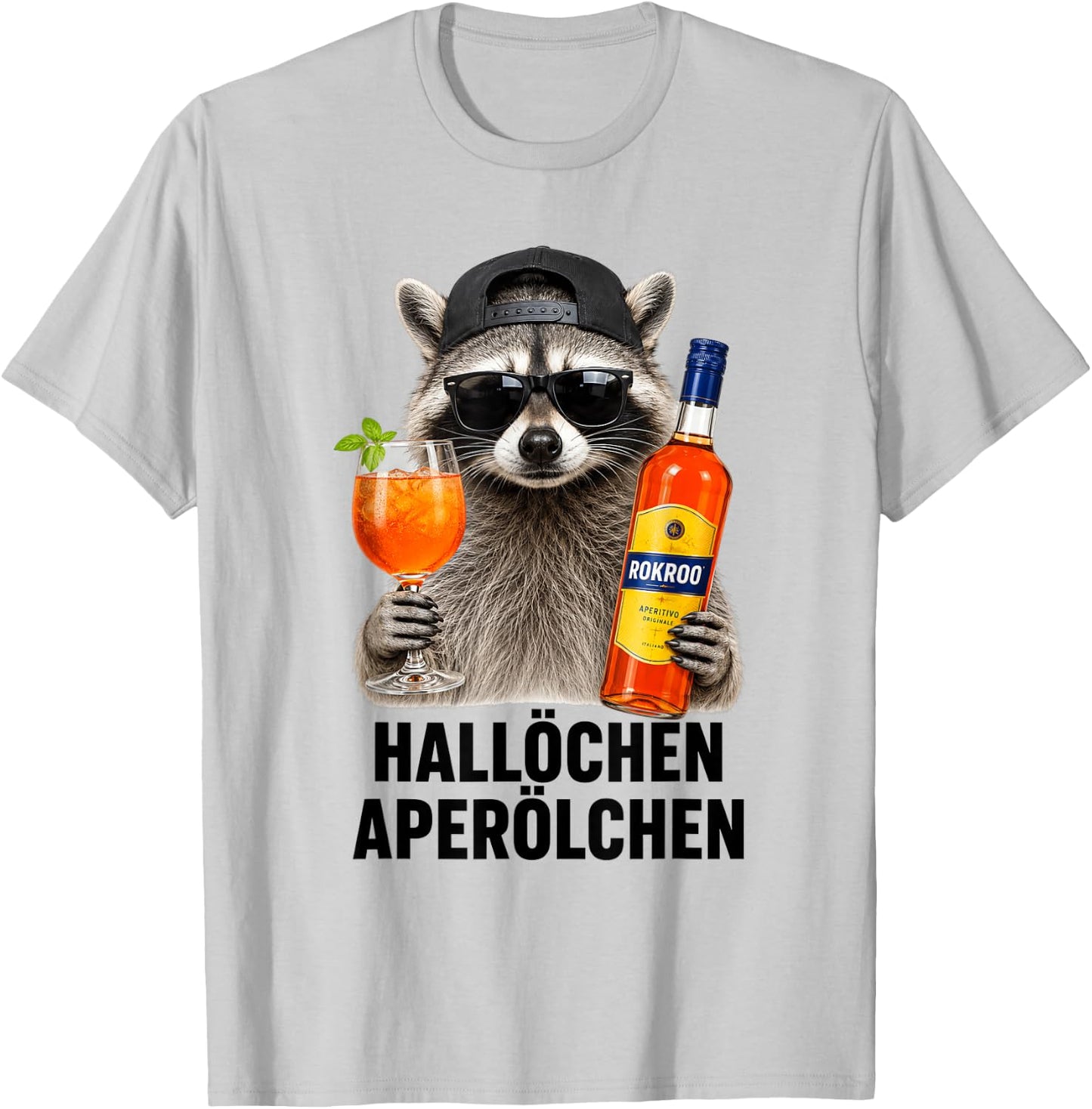 Waschbär Aperitif Hallöchen Aperölchen - Lustiges Waschbär T-Shirt - T-Shirt | Ash