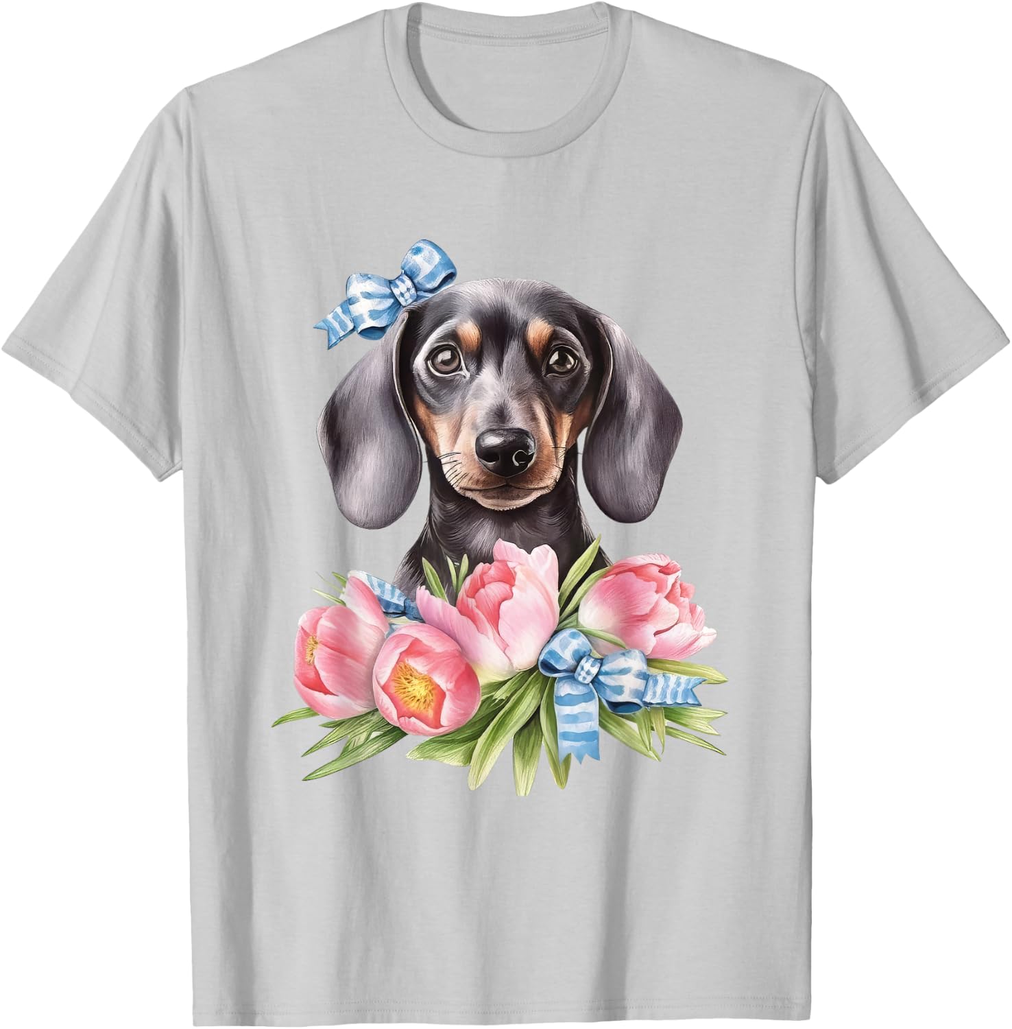 Floral Wildflower Wiener & Dachshund T-Shirt - T-Shirt | Ash