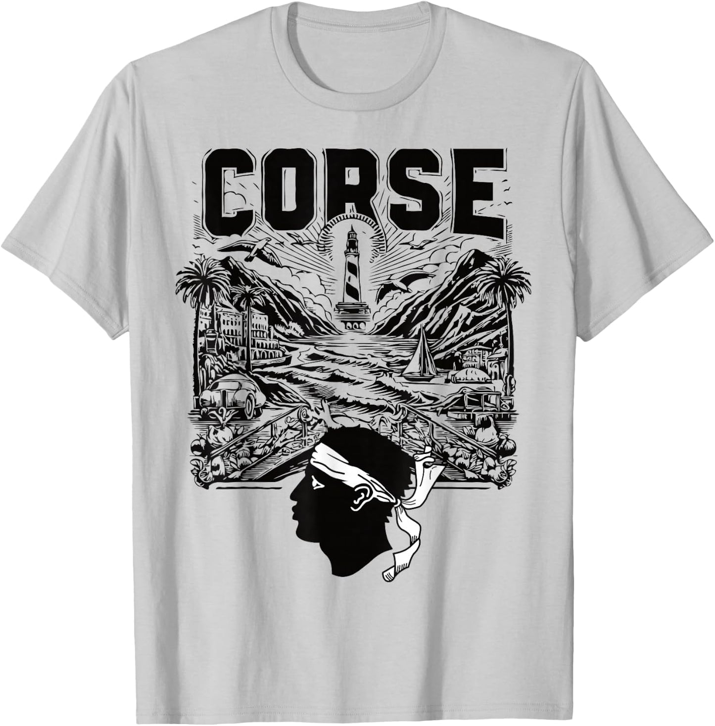 Beautiful Gift souvenir design Corsican flag symbol , white, S T-Shirt - T-Shirt | Ash
