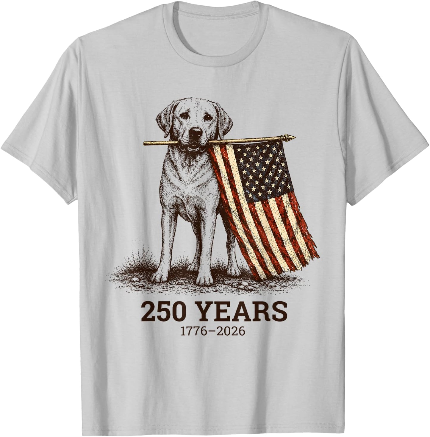 Vintage Labrador Patriotic Lab Dog 250 Years 1776 2026 T-Shirt - T-Shirt | Ash