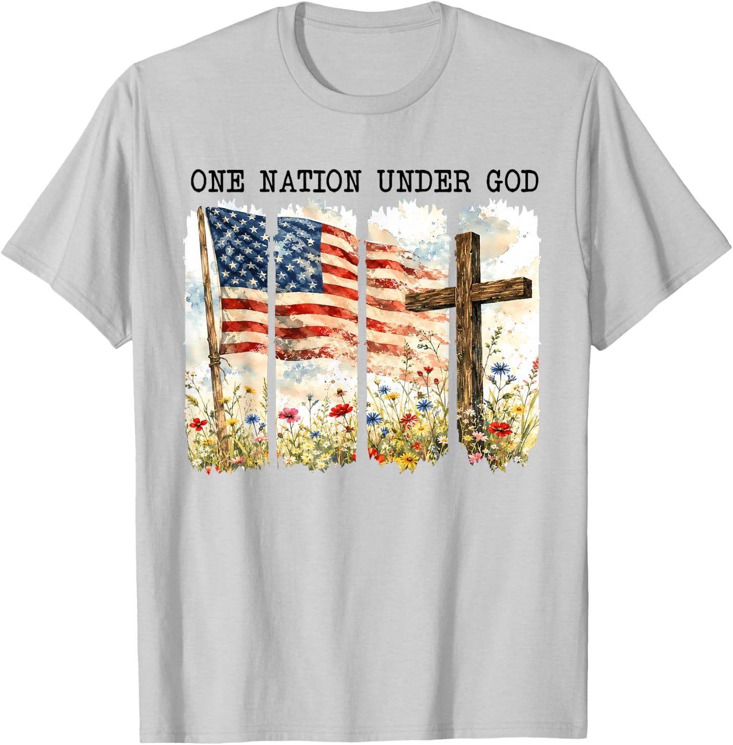 God Fourth of July Flag Jesus Patriotic Christian Men Women T-Shirt - T-Shirt | Ash