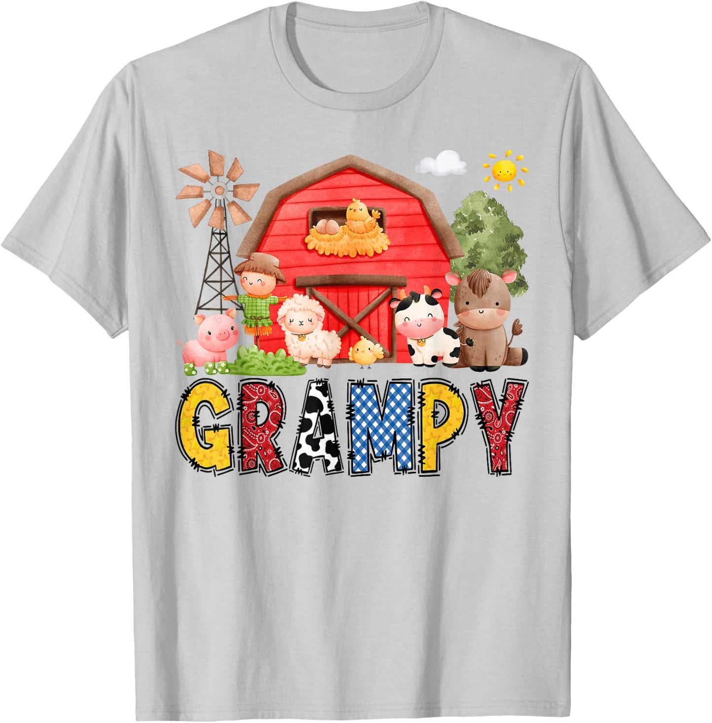 Grampy Farm Cow Birthday Boy Matching Family Matching T-Shirt - T-Shirt | Ash