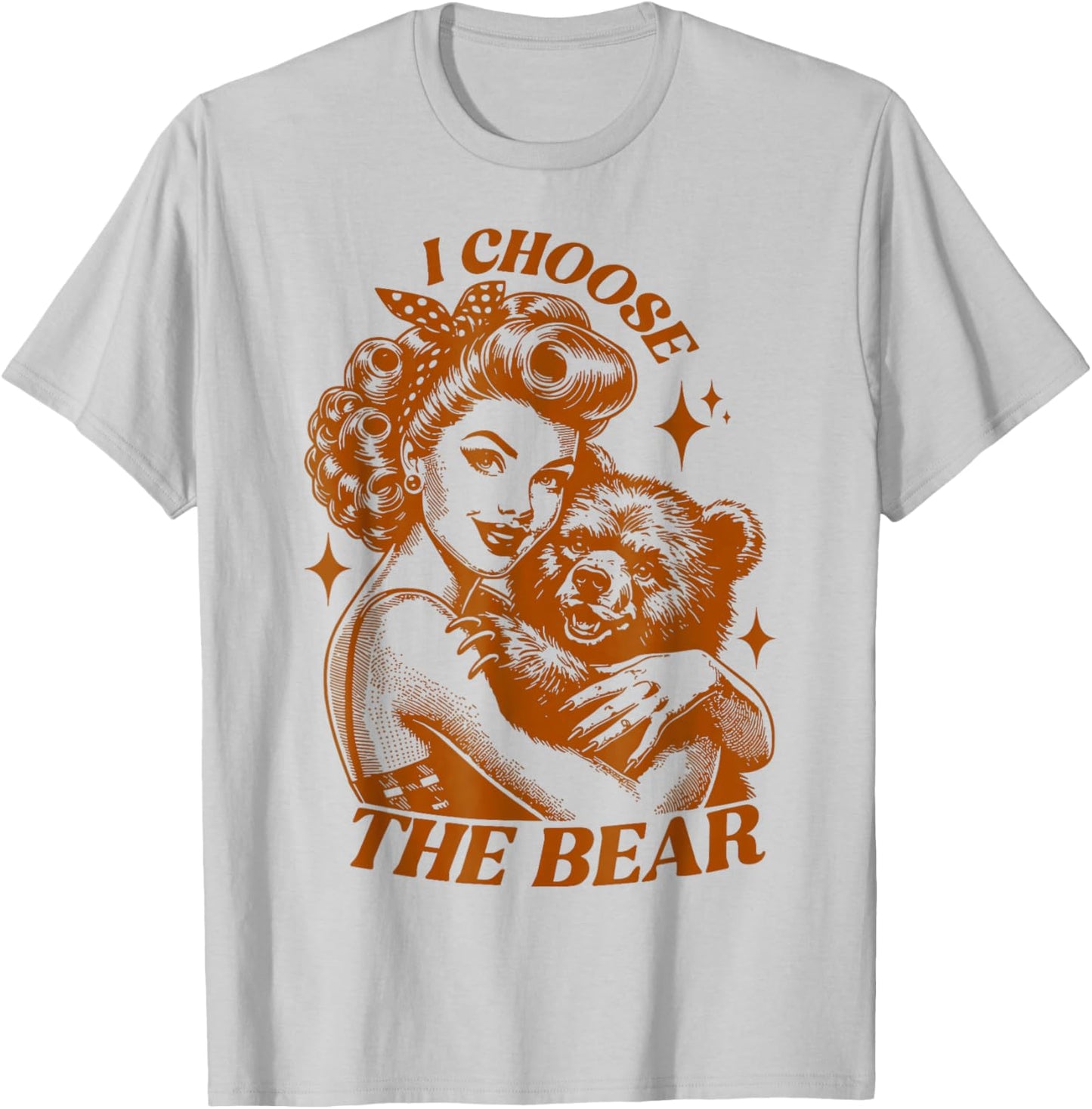 I Choose The Bear Vintage Retro T-Shirt - T-Shirt | Ash