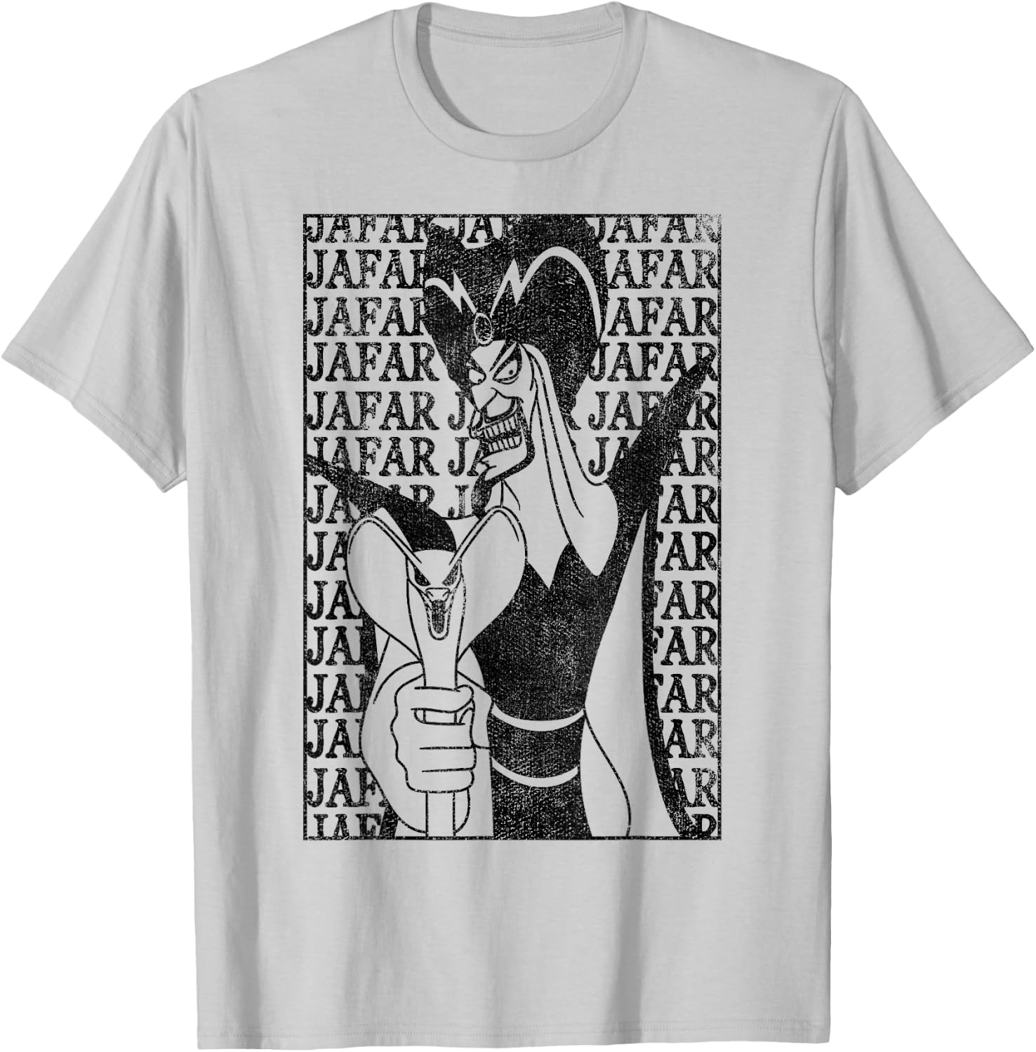 Disney Villains Jafar Word Wall Poster Black and White T-Shirt - T-Shirt | Ash