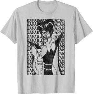 Disney Villains Jafar Word Wall Poster Black and White T-Shirt - T-Shirt | Ash