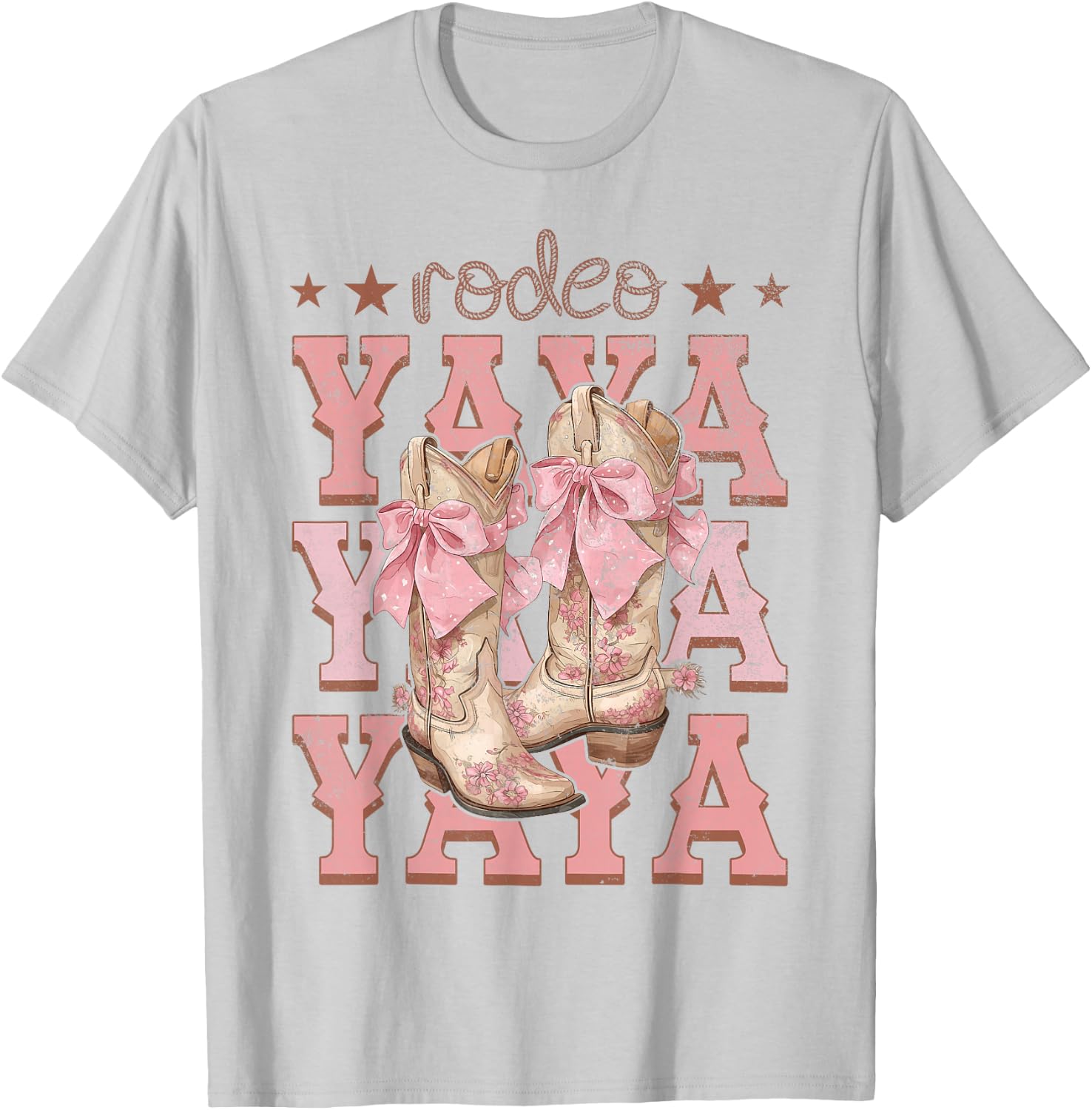 Rodeo Yaya Pink Boots Coquette Cow-Girl Birthday Party T-Shirt - T-Shirt | Ash