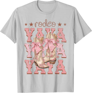 Rodeo Yaya Pink Boots Coquette Cow-Girl Birthday Party T-Shirt - T-Shirt | Ash