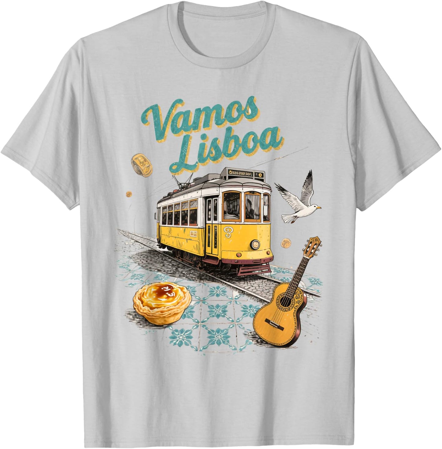 Vamos Lisboa Lisbonne Portugal Souvenir de Voyage rétro T-Shirt - T-Shirt | Ash