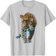 Leopard Animal Print Motif Drawing Portrait Leopard T-Shirt - T-Shirt | Ash