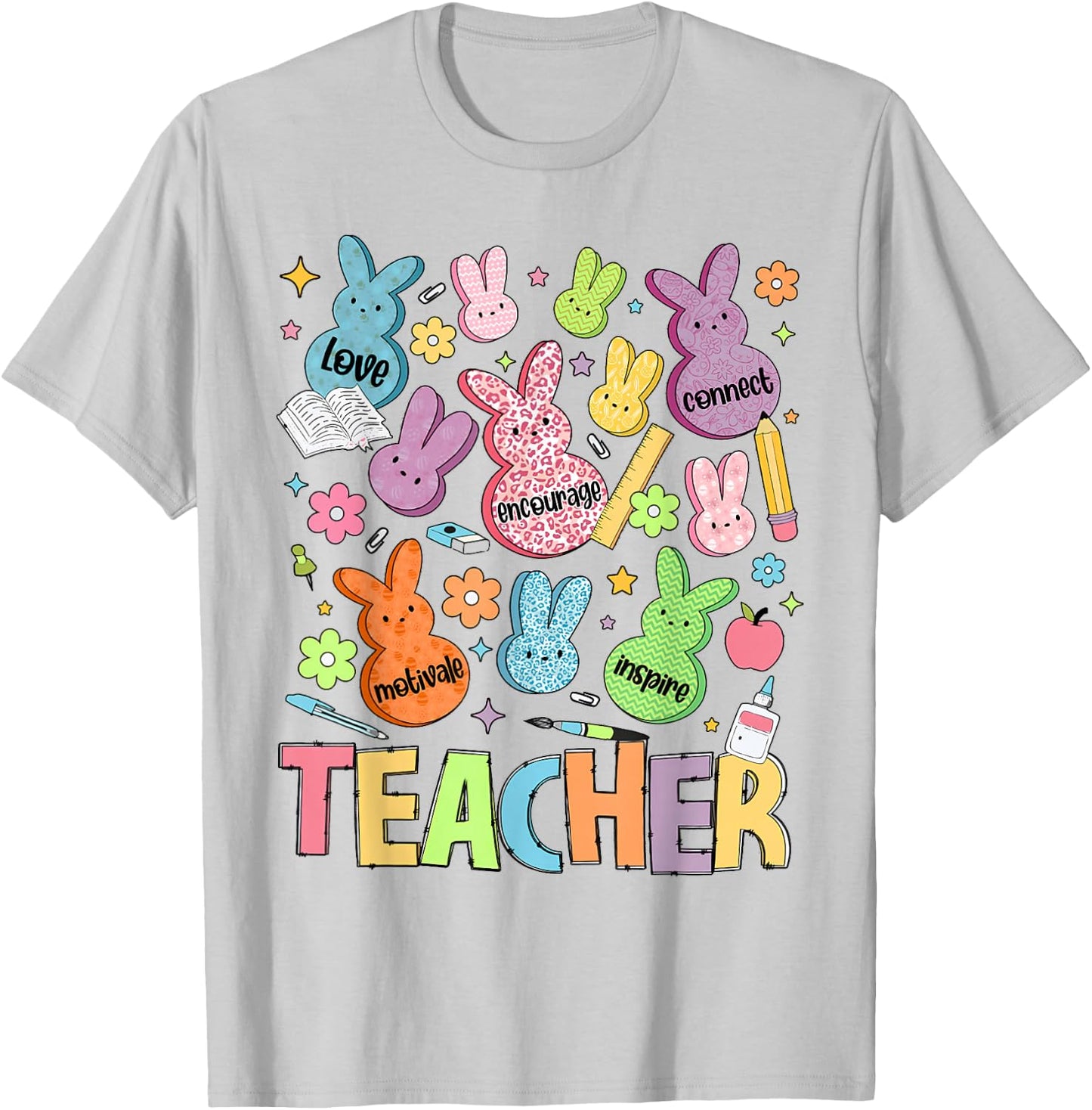 Teacher of the Sweetest Bunny Easter Day Teaching T-Shirt - T-Shirt | Ash