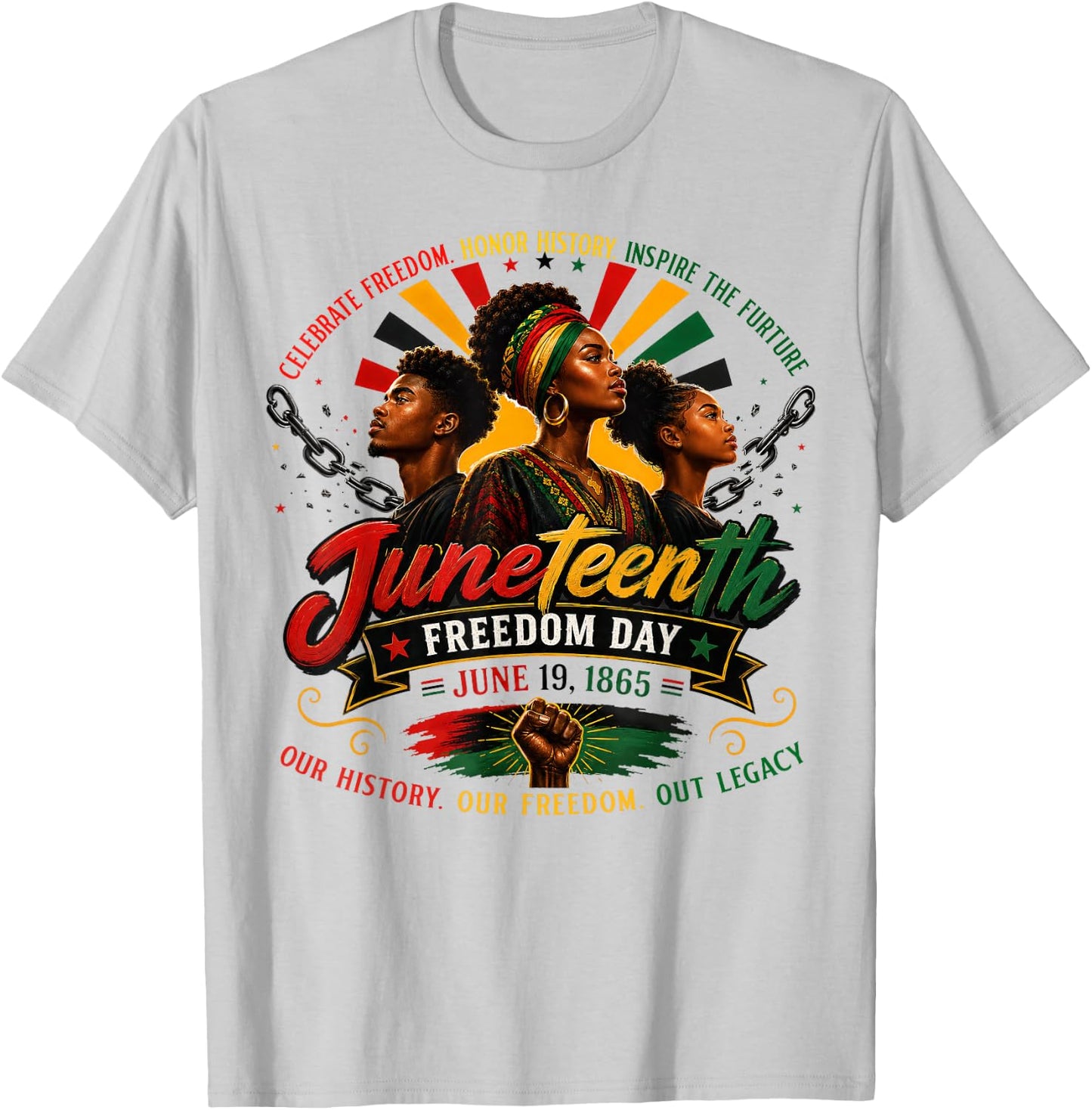 Juneteenth Freedom June 19 1865 Black History Men Women Kid T-Shirt - T-Shirt | Ash