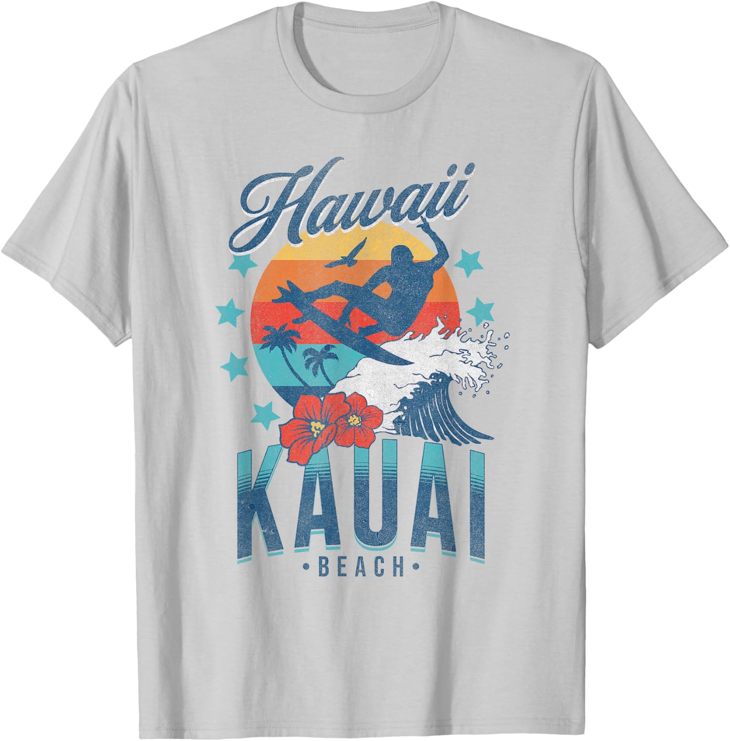 Kauai Beach Hawaii Surfing Vintage Hawaiian Retro Surf Women Kids T-Shirt - T-Shirt | Ash