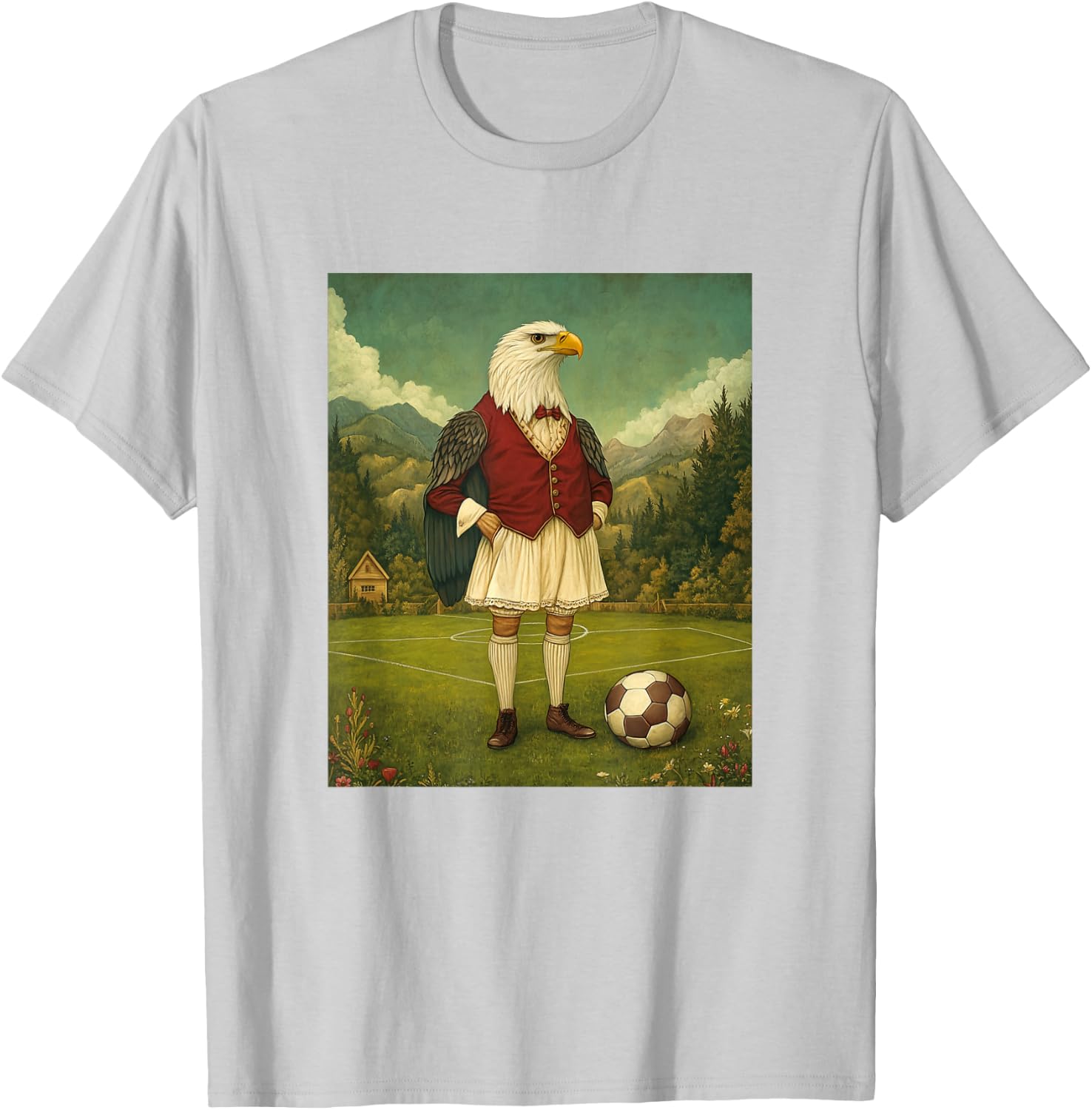 Funny Eagle Playing Soccer Graphic Weird Eagle T-Shirt - T-Shirt | Ash