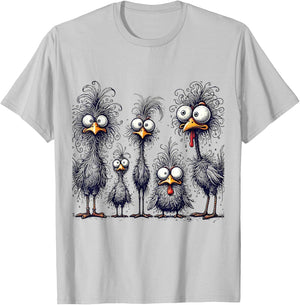 Eagerlys Colorful Funny Chicken Art, Crazy Chicken Family T-Shirt - T-Shirt | Ash