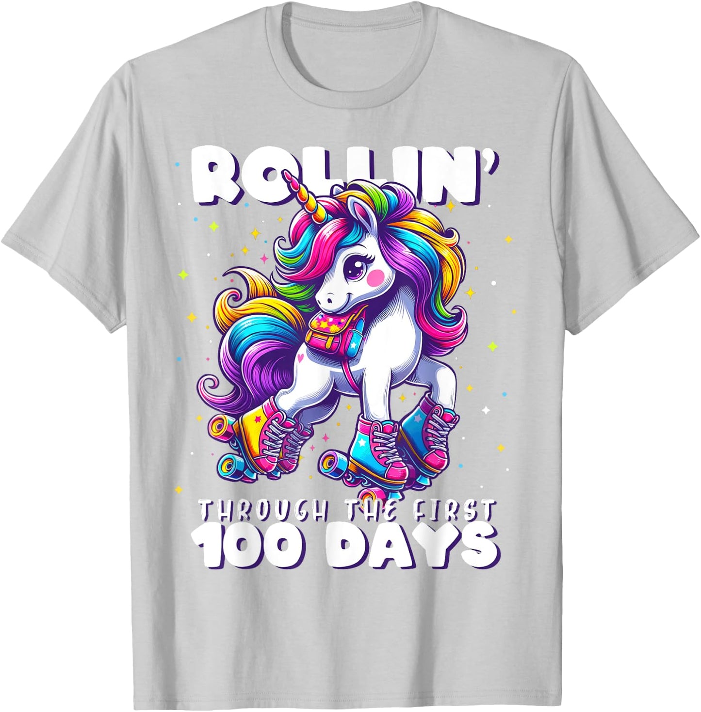 100 Days of School Girls Teacher 100th Day Unicorn Outfit T-Shirt - T-Shirt | Ash