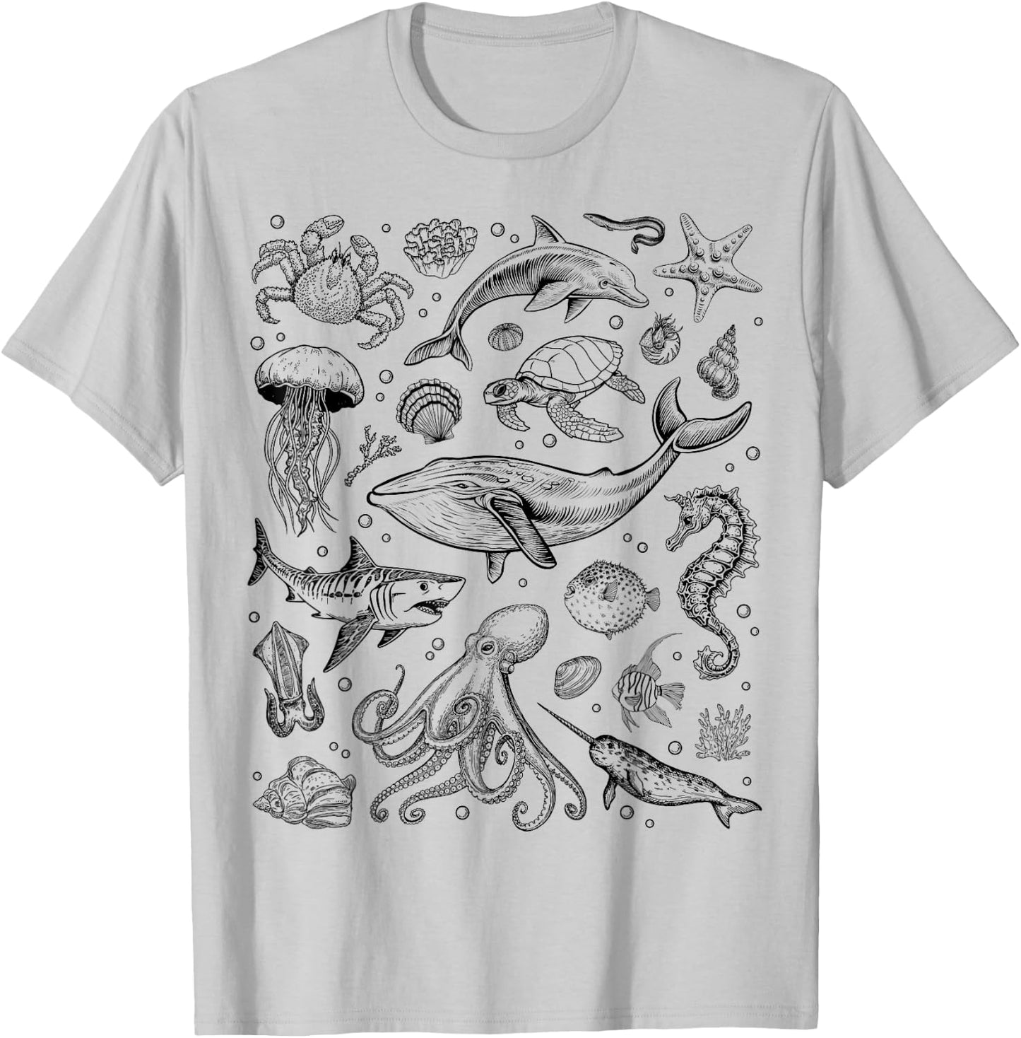Ocean Life Dolphin Beach Fish 90s Vintage Graphic T-Shirt - T-Shirt | Ash