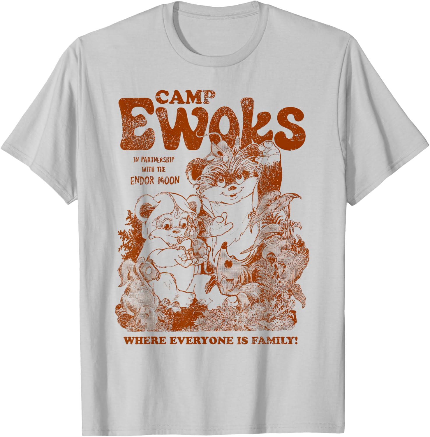 Star Wars Camp Ewoks Wicket Kneesaa Vintage Style Distressed T-Shirt - T-Shirt | Ash