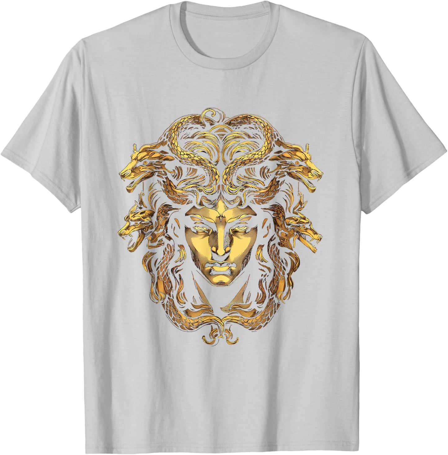 Medusa Head Greek Mythology Ancient Snake Hair T-Shirt - T-Shirt | Ash