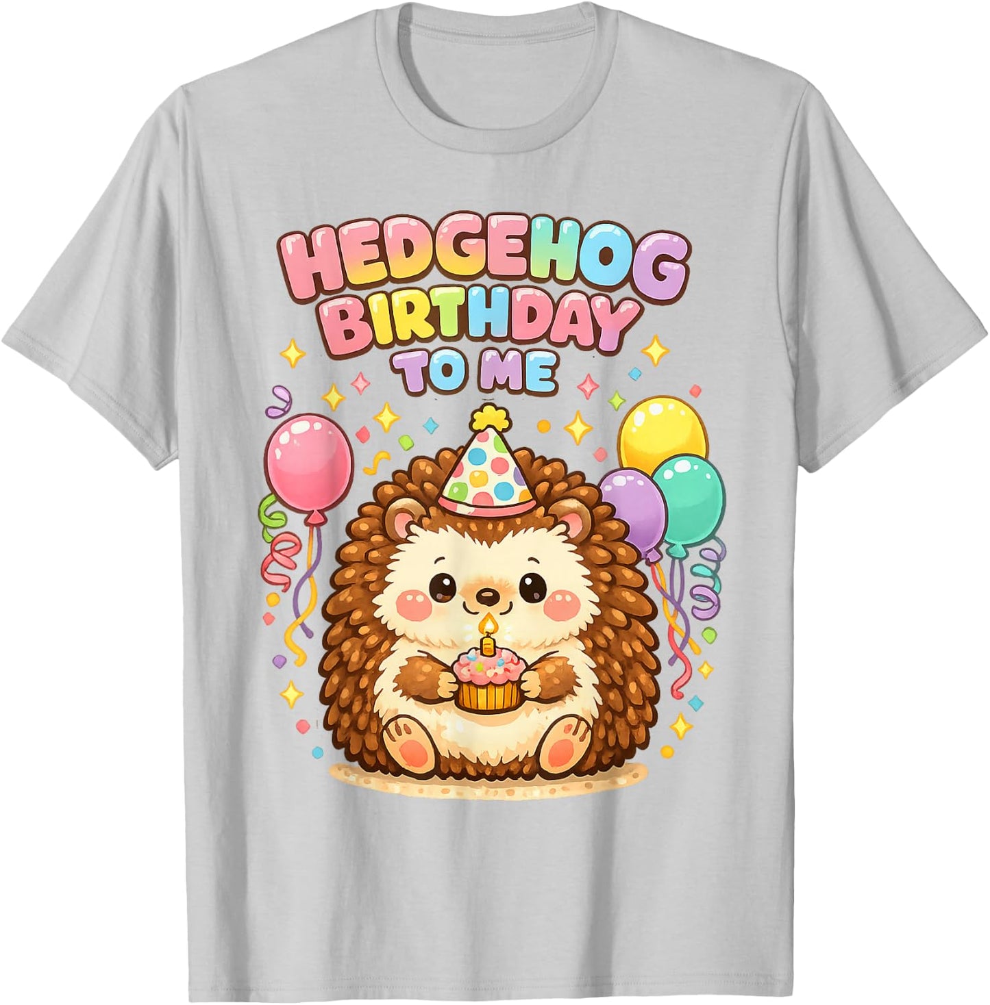 Hedgehog Birthday Girl Cute Hedgehog Lovers Animal Bow Party T-Shirt - T-Shirt | Ash