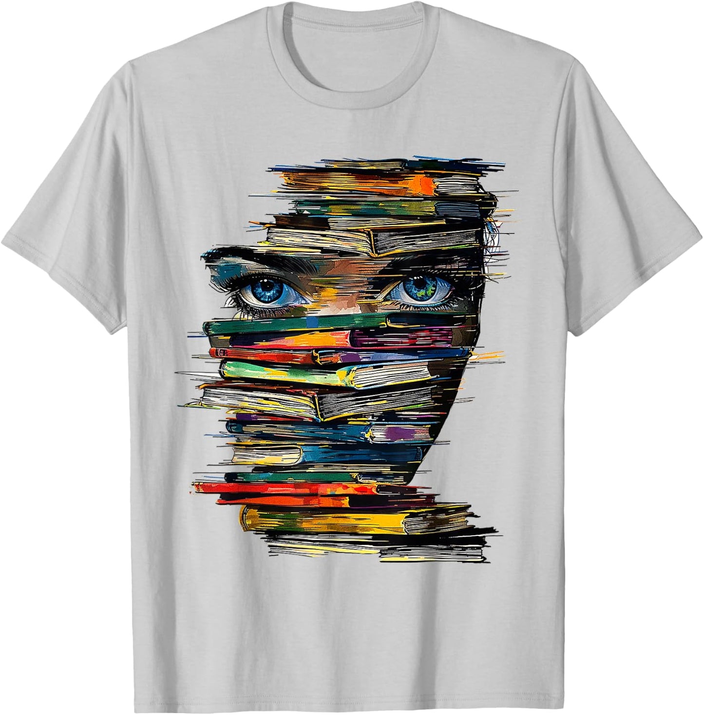 Book Women Graphic Art Colourful Eyes , White T-Shirt - T-Shirt | Ash