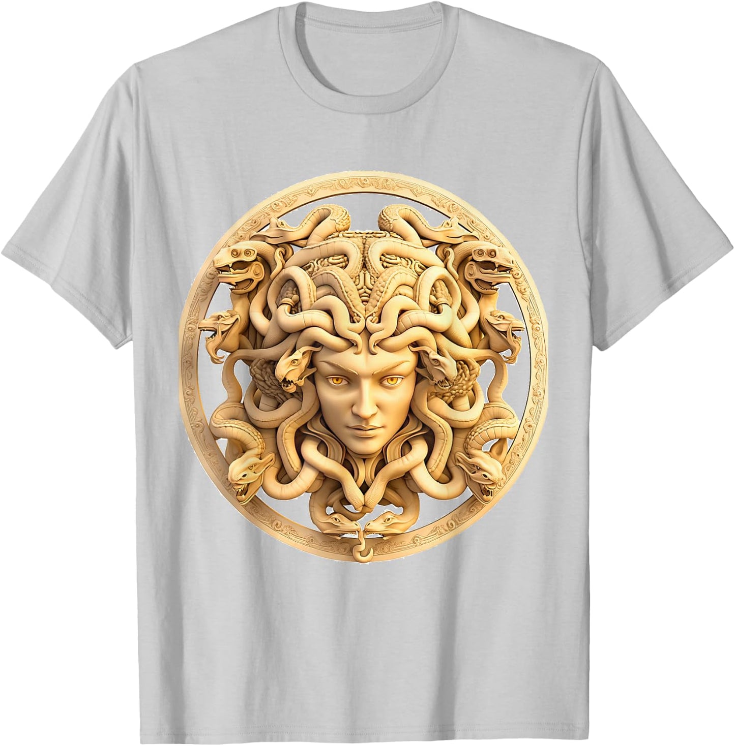 Medusahead Greek Mythology Ancient Snake Hair T-Shirt - T-Shirt | Ash