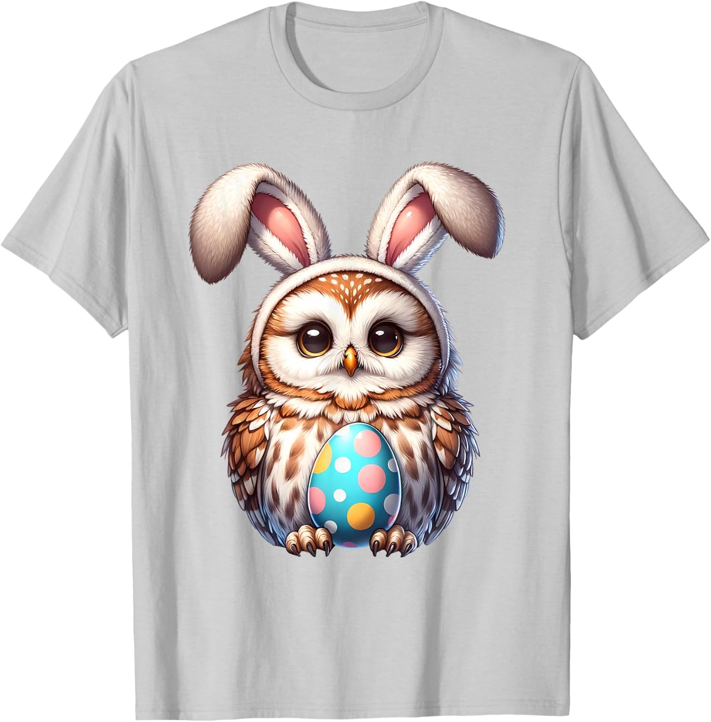 Funny Easter Owl Lover Egg Eggs Bunny Rabbit Bunnies T-Shirt - T-Shirt | Ash
