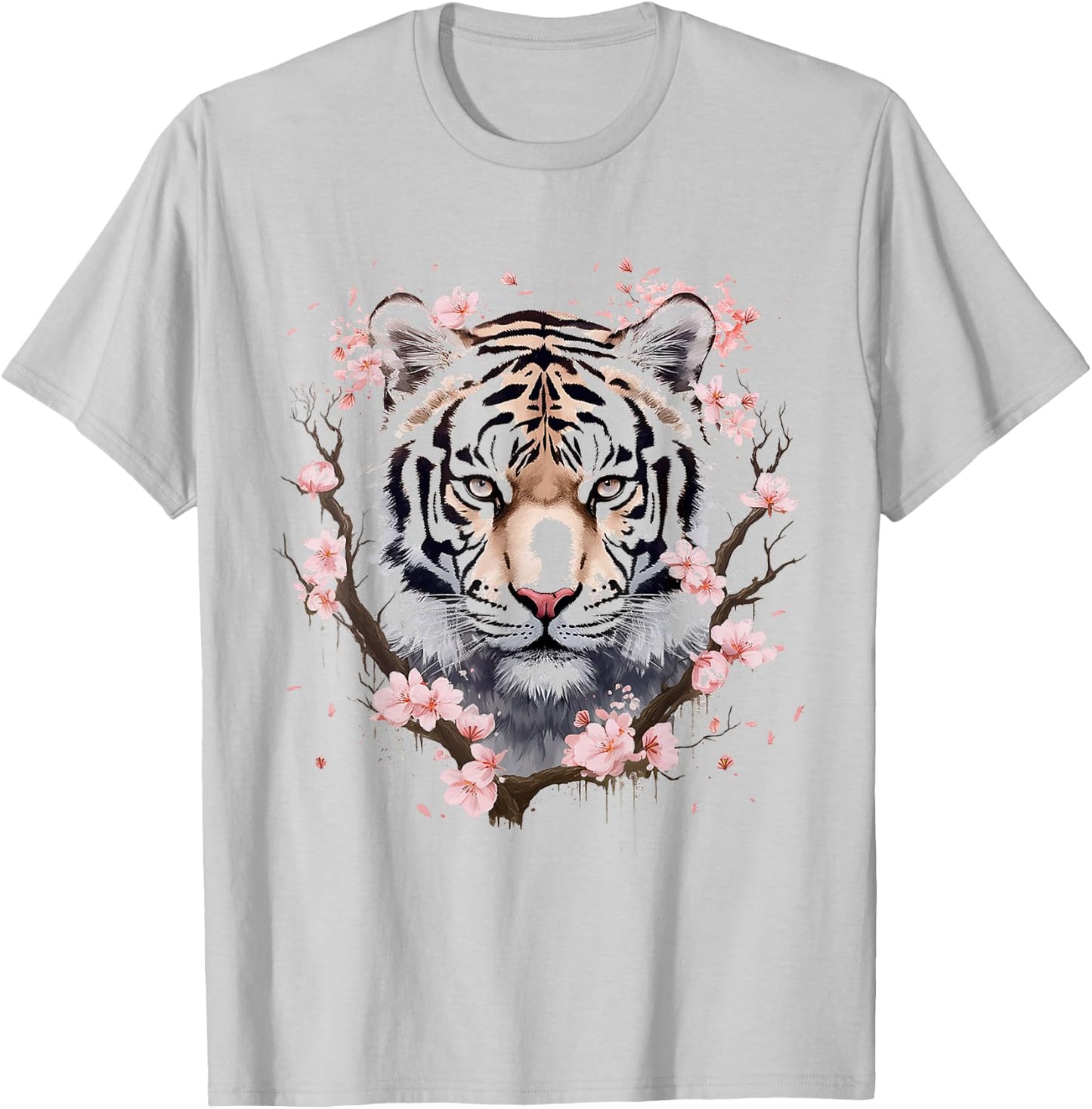 Tiger Animal Nature Pattern Art Abstract Face Tiger , white, S T-Shirt - T-Shirt | Ash