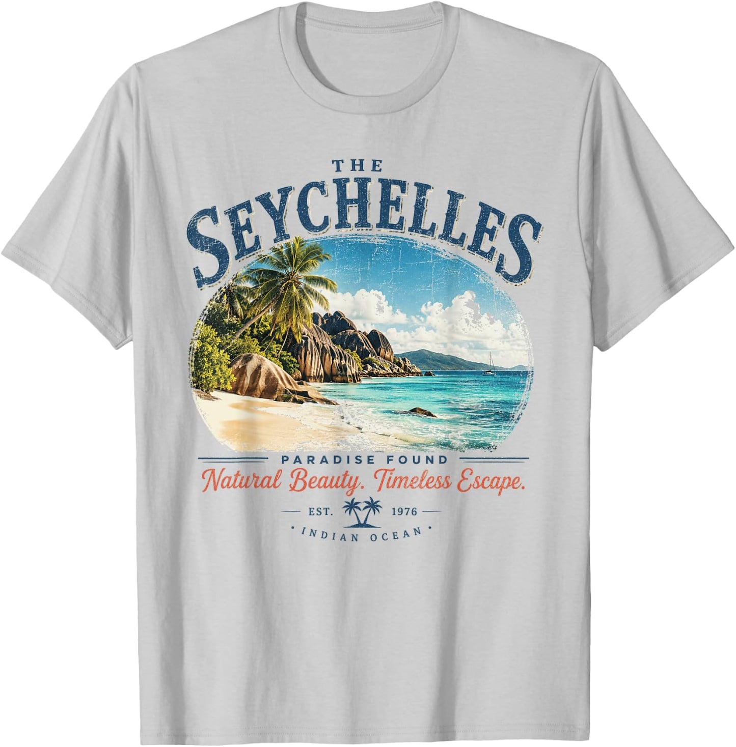 Seychelles - Vintage Tropical Paradise - Indian Ocean T-Shirt - T-Shirt | Ash