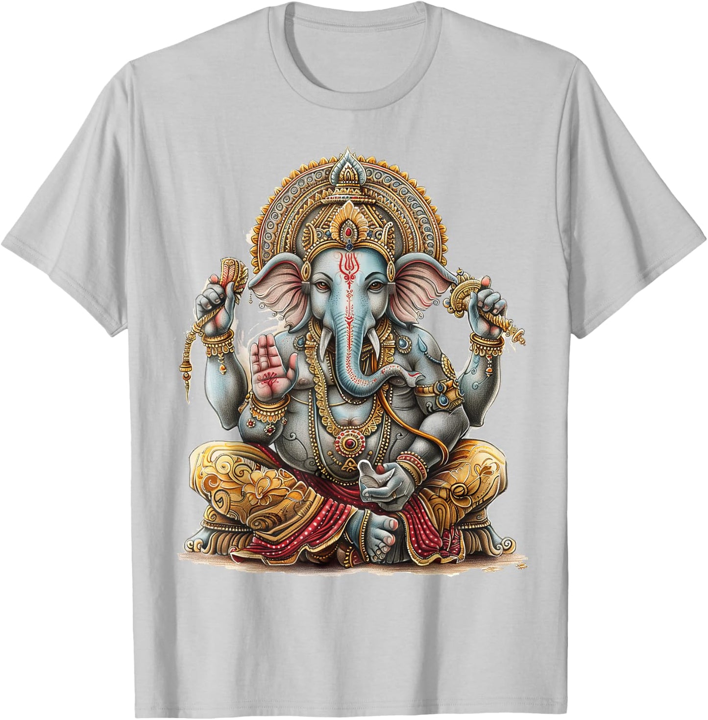 Ganesh Spiritual Hindu God Elephant Yoga Meditation , White T-Shirt - T-Shirt | Ash