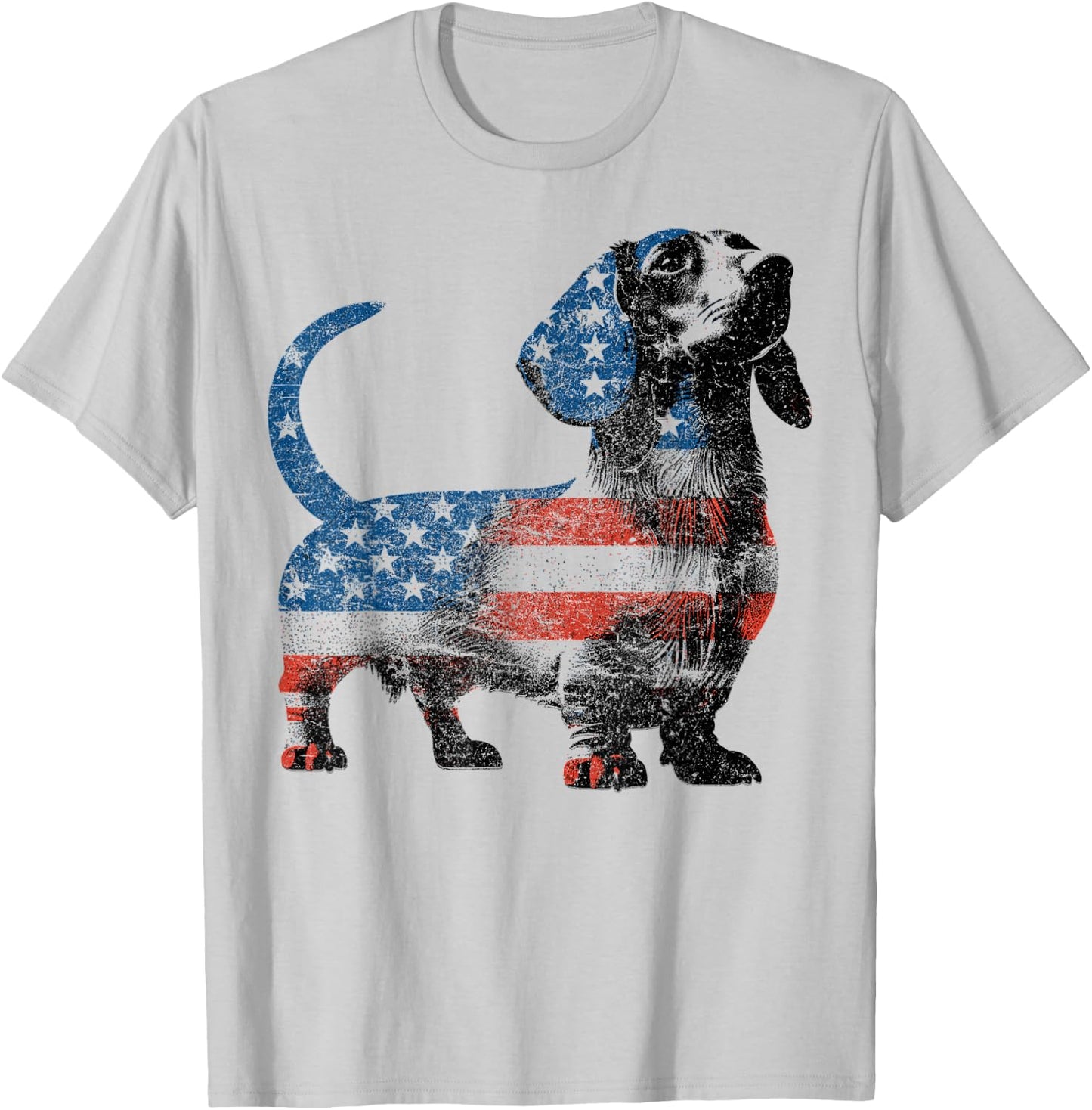 Patriotic Dachshund Dog Lovers American Flag 4th of July T-Shirt - T-Shirt | Ash