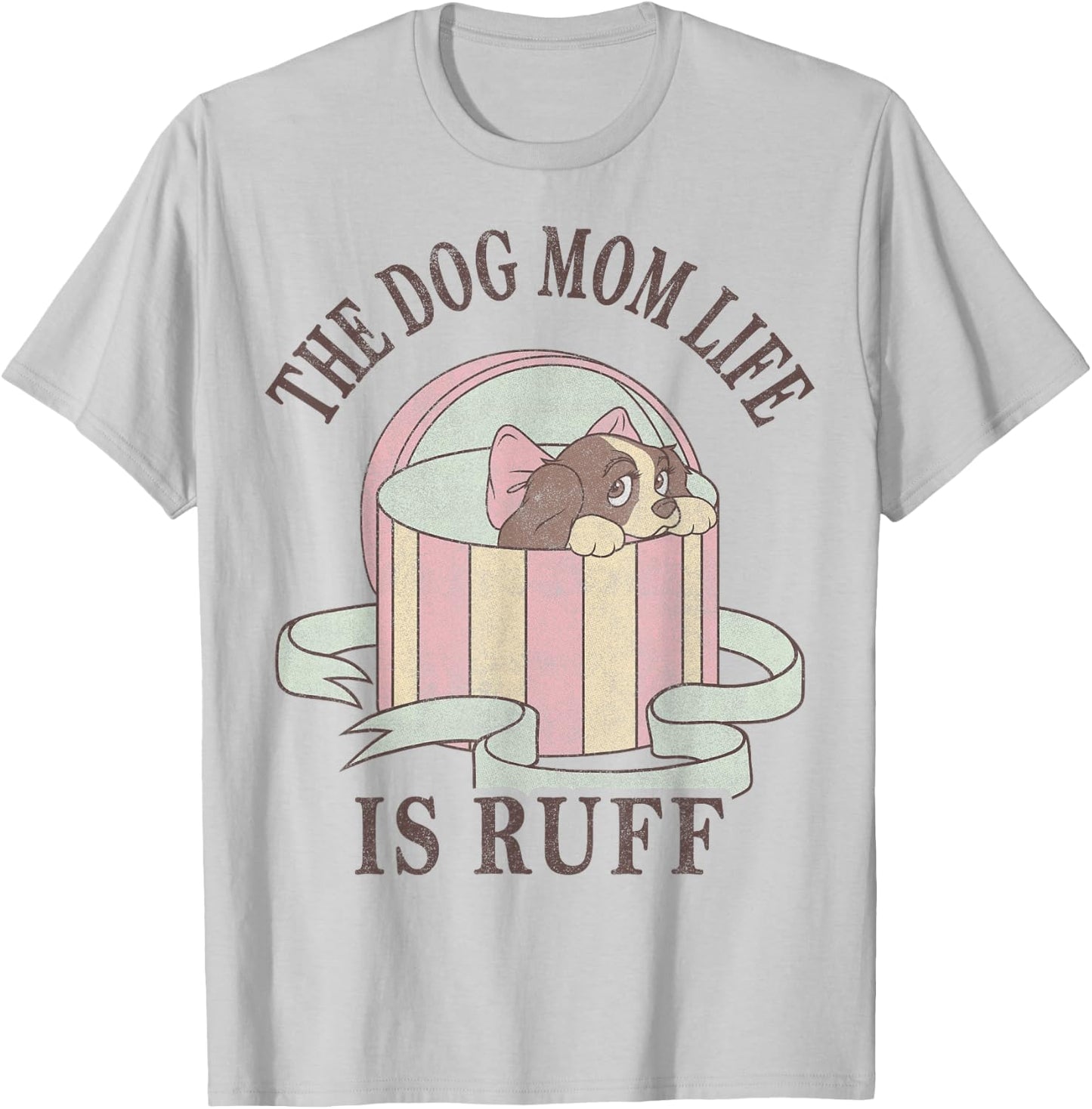 Disney Lady And The Tramp The Dog Mom Life Is Ruff T-Shirt - T-Shirt | Ash
