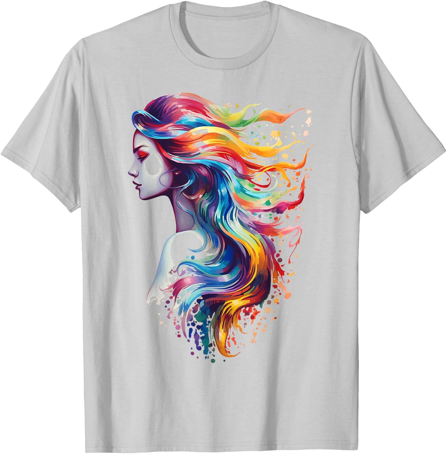 Mermaid Colorful Abstract Art Women Fantasy Mermaid T-Shirt - T-Shirt | Ash