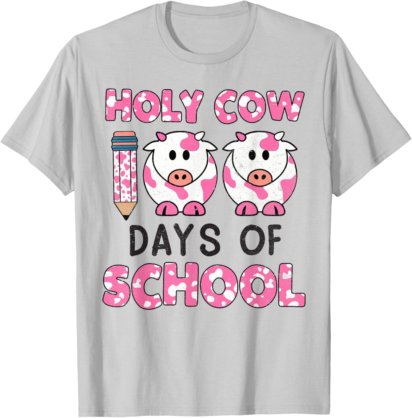 Holy Cow 100 Days Of School 100 Days Smarter Teachers Kids T-Shirt - T-Shirt | Ash
