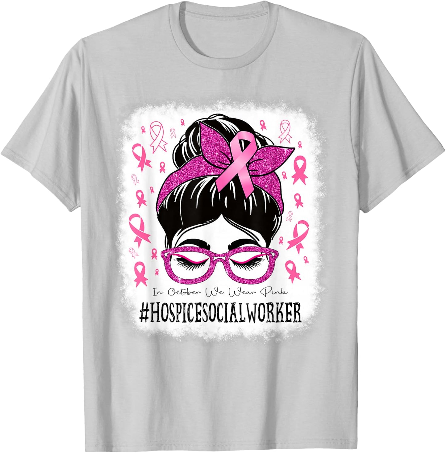 Hospice Social Worker Women Breast Cancer Awareness T-Shirt - T-Shirt | Ash