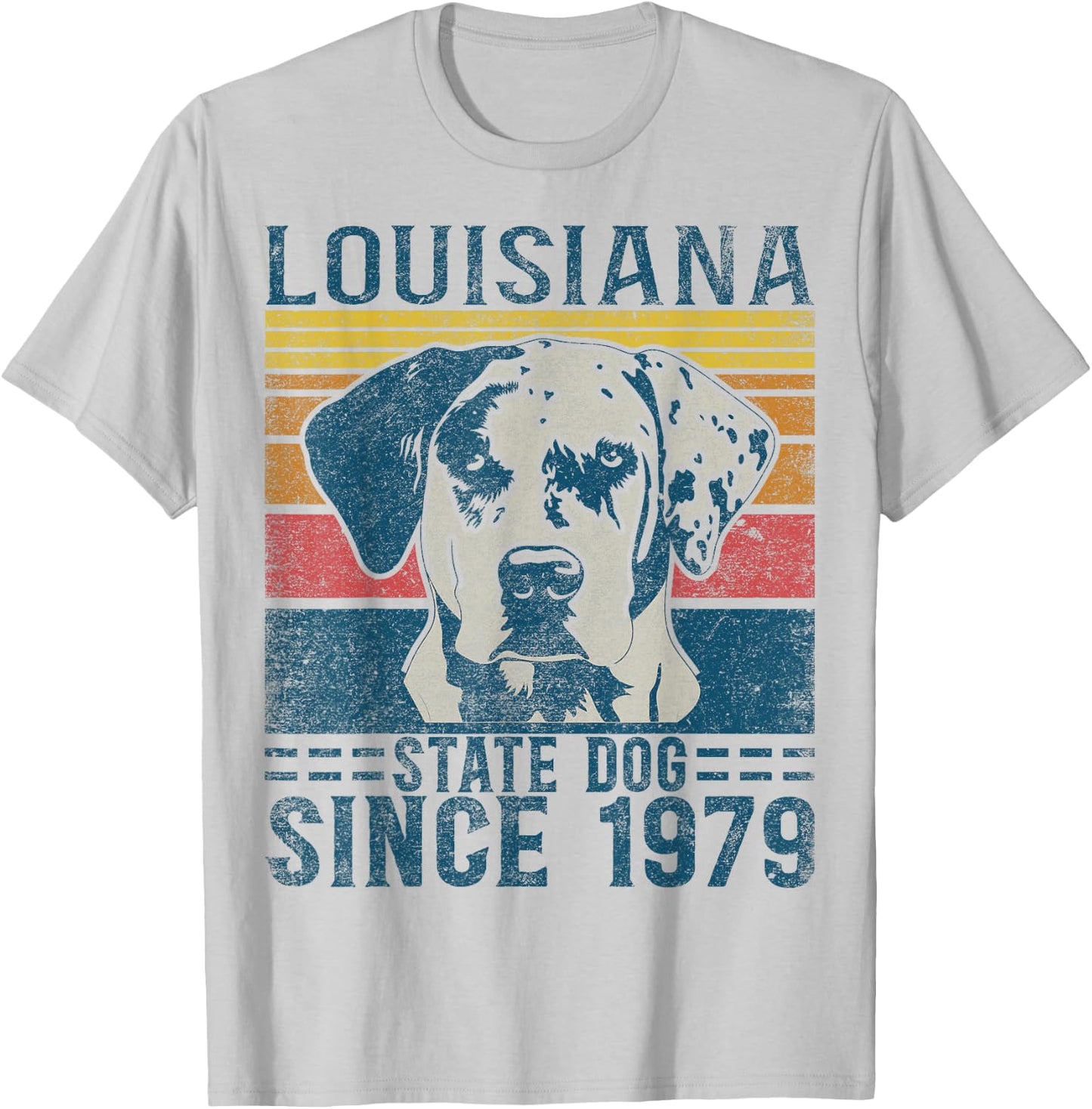 Louisiana Catahoula Leopard Dog Fan Lover Retro T-Shirt - T-Shirt | Ash