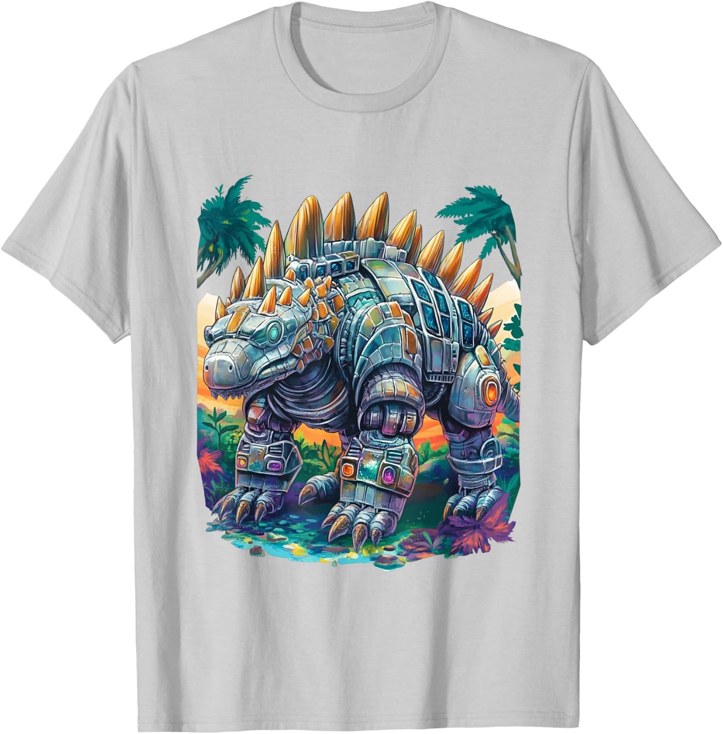 Ankylosaurus Dinosaur Robot T-Shirt - T-Shirt | Ash