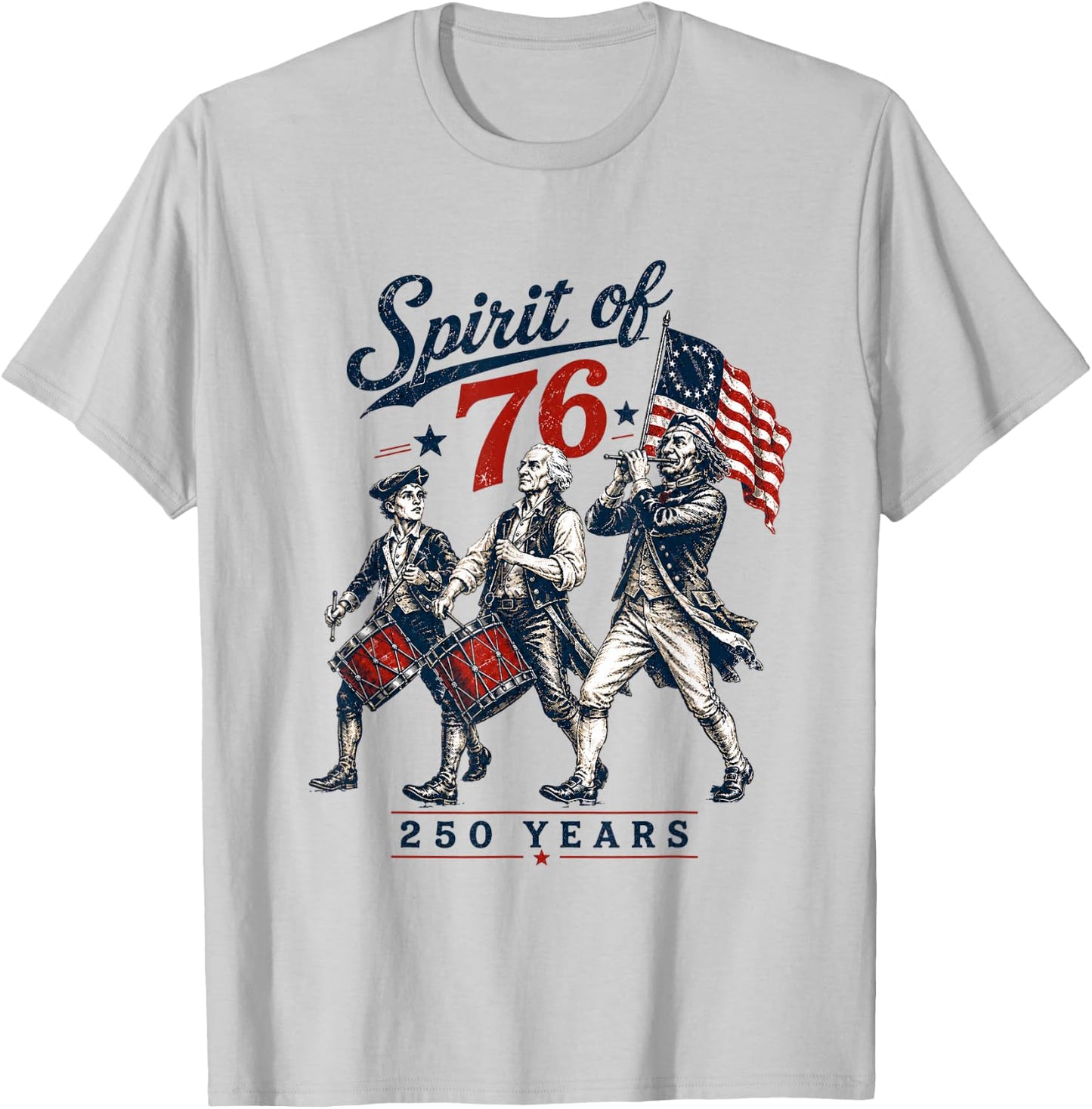 Spirit of 76 Vintage 4th of July Independence Day T-Shirt - T-Shirt | Ash