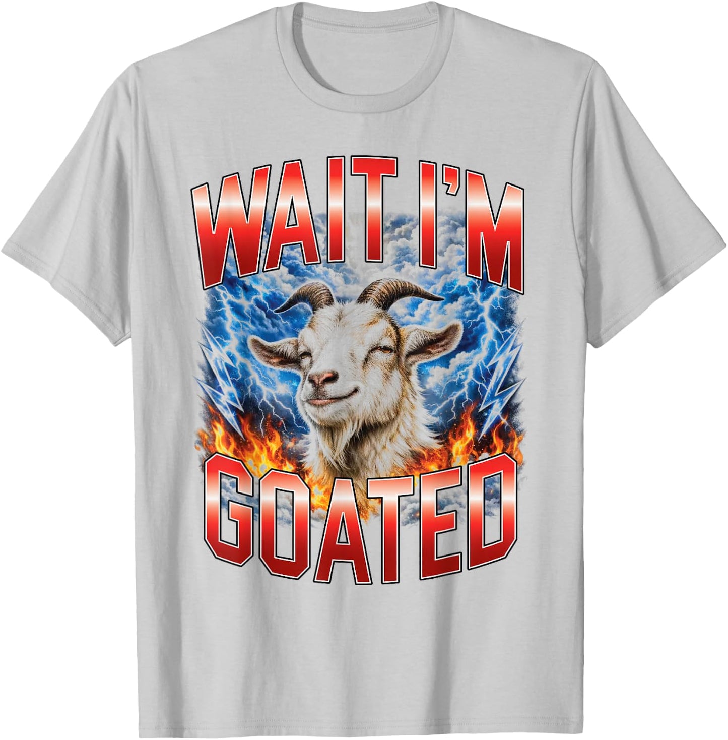 Wait I'm Goated Funny Goat Meme Bootleg T-Shirt - T-Shirt | Ash