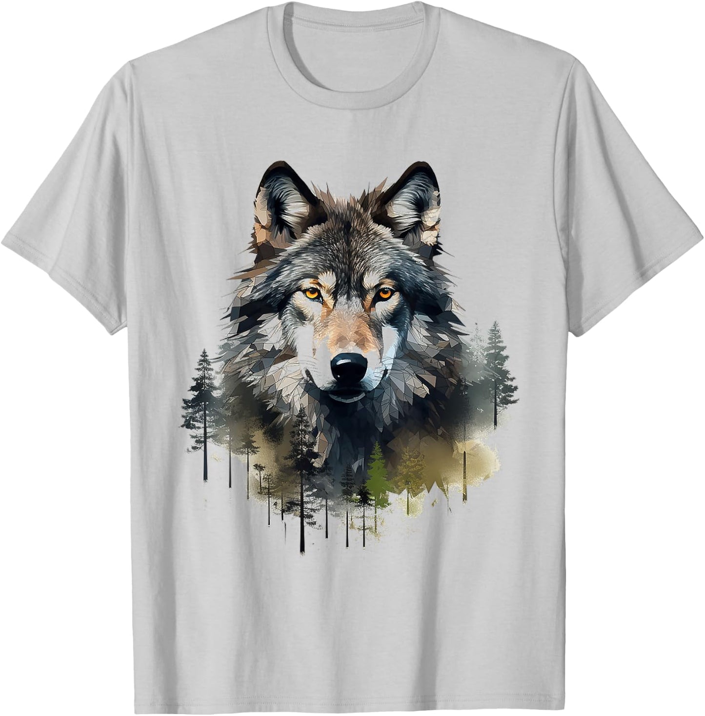 Wolf Animal Nature Pattern Abstract Illustration Painting Wolf , white, S T-Shirt - T-Shirt | Ash