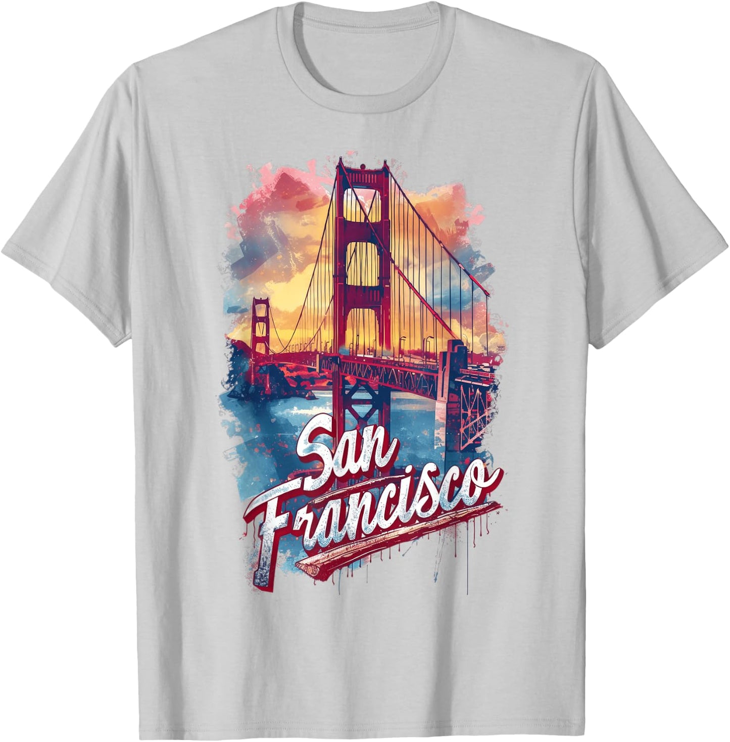 San Francisco Golden Gate Bridge Aquarell Souvenir T-Shirt - T-Shirt | Ash