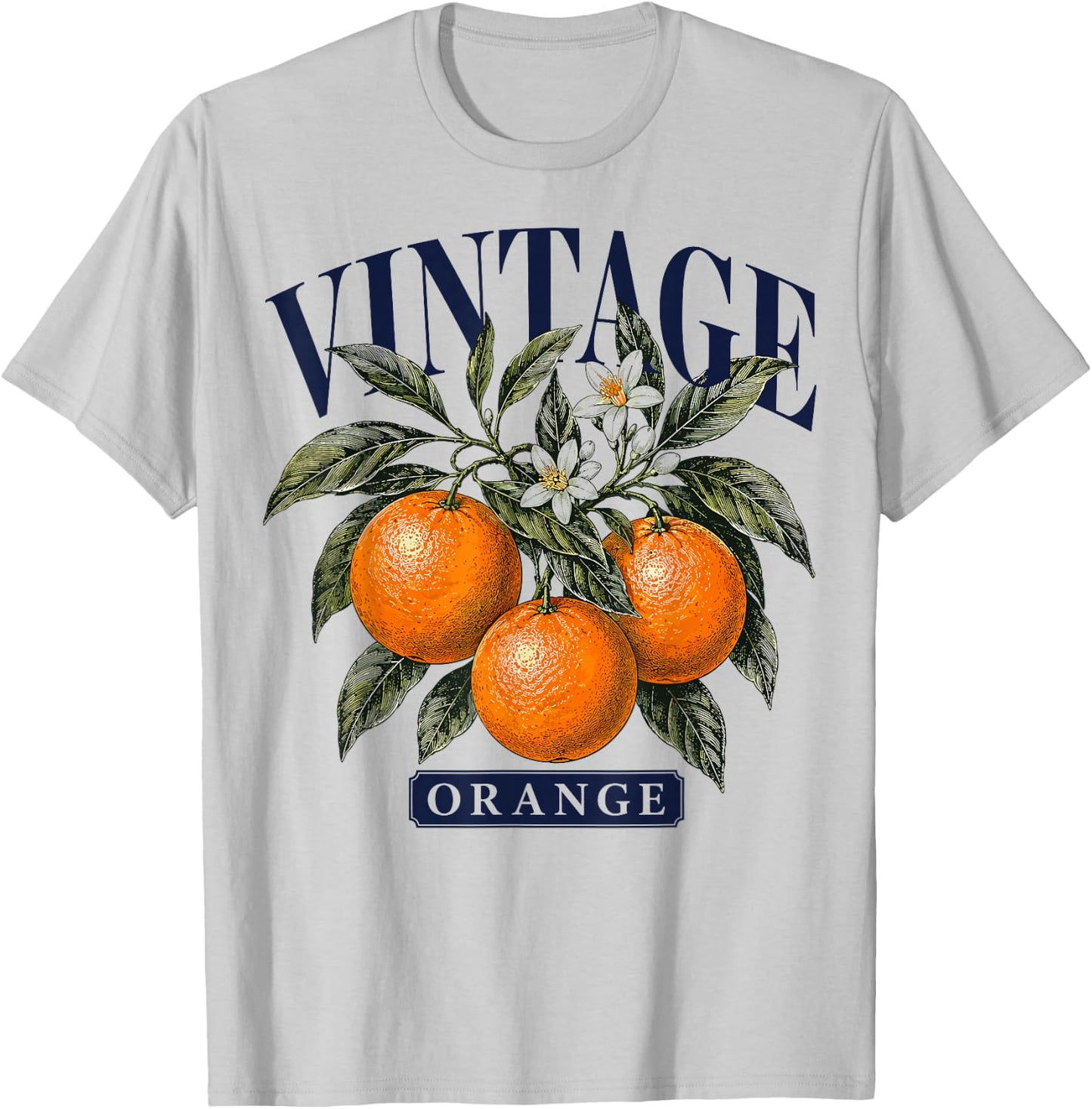 Vintage Orange Botanical Illustration Citrus Fruit Branch T-Shirt - T-Shirt | Ash