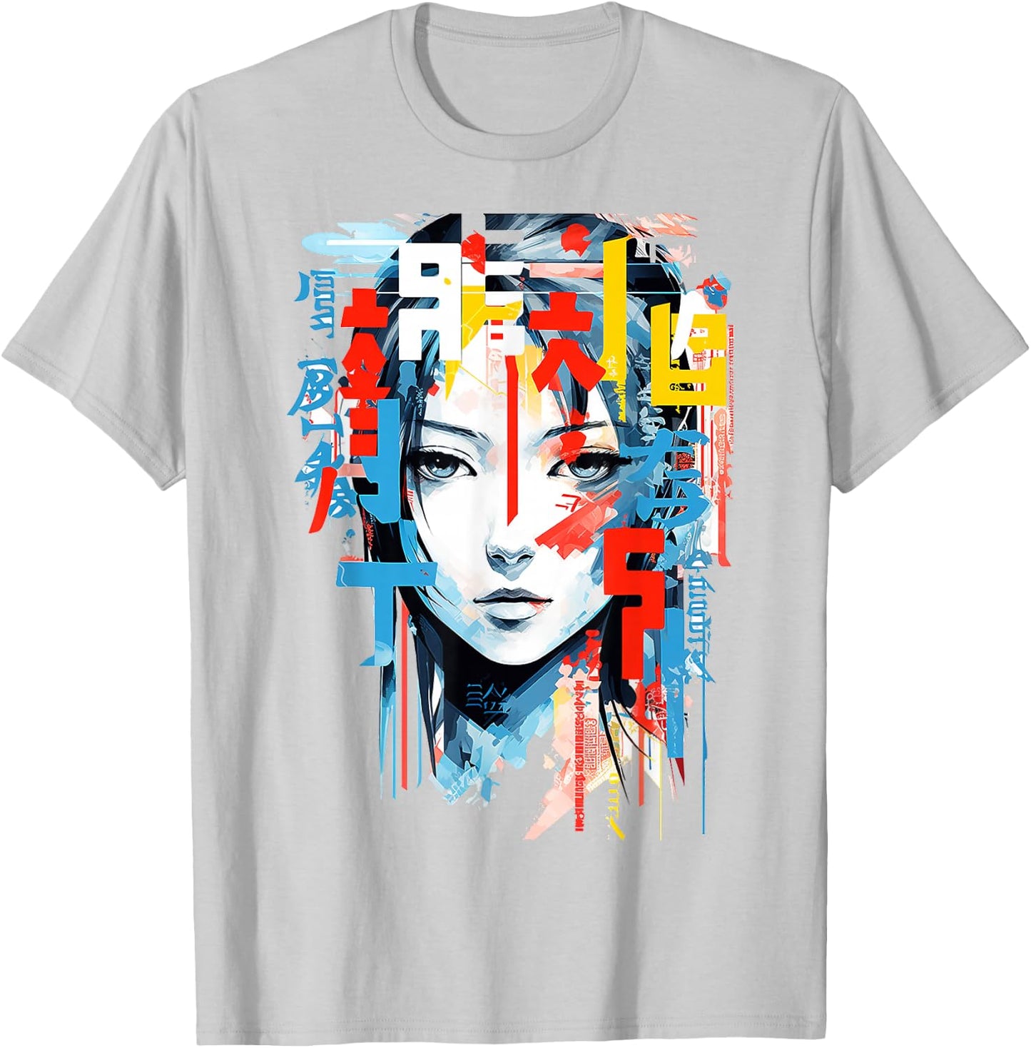 Women Text Colorful Girl Face Art Abstract Women , white, S T-Shirt - T-Shirt | Ash