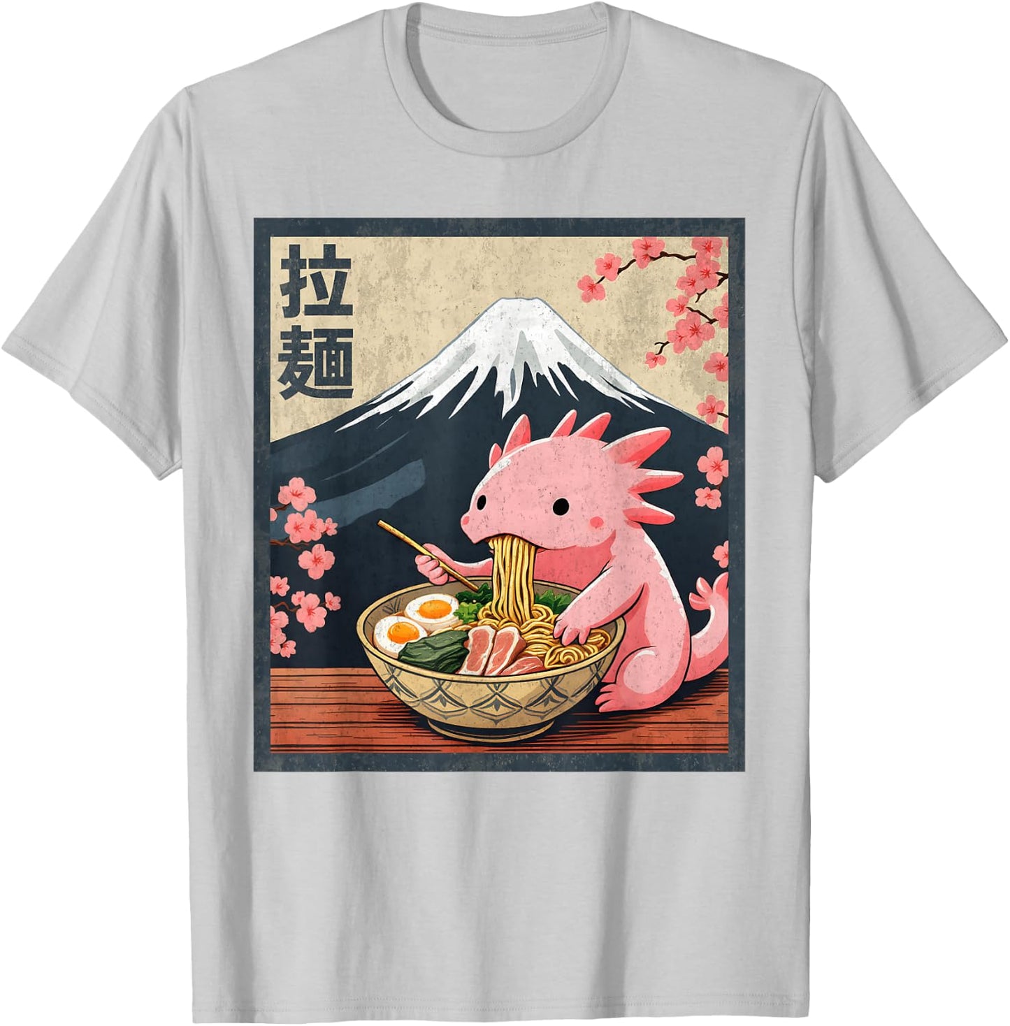 Kawaii Axolotl Eating Ramen Anime T-Shirt - T-Shirt | Ash